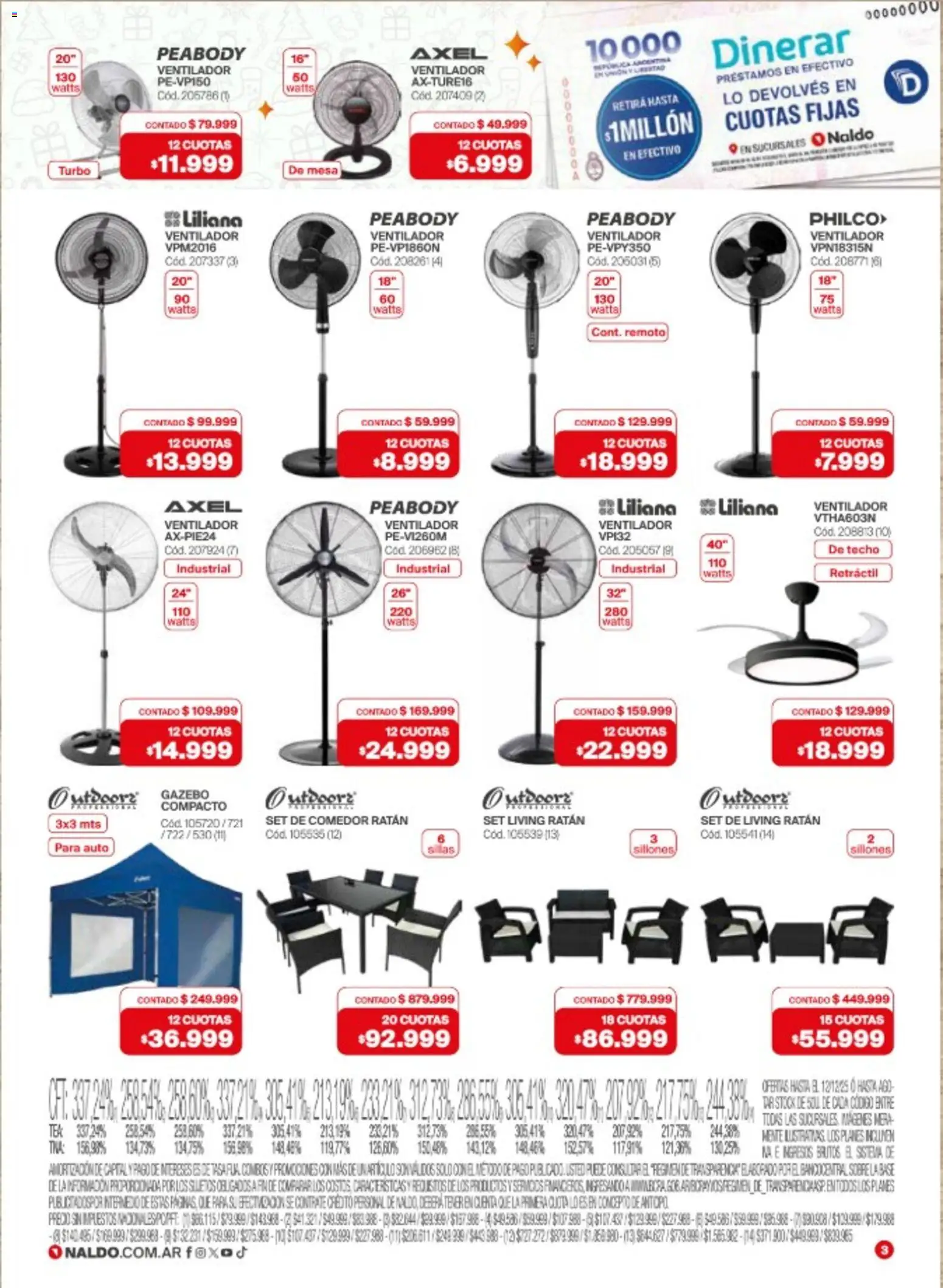 Naldo catálogo │ válido desde el 03.12.2025 | Página: 3 | Productos: Ventilador, Sobre, Gazebo, Mesa