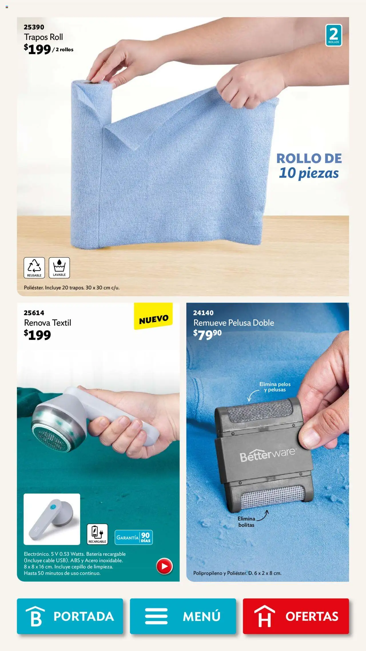 Nuevas ofertas de Betterware válidas en toda la República Mexicana desde el 29.09.2025. ¡Encuentra las mejores ofertas en Betterware - Campaña 10 2025! | Página: 94 | Productos: Cepillo, Cable, Batería