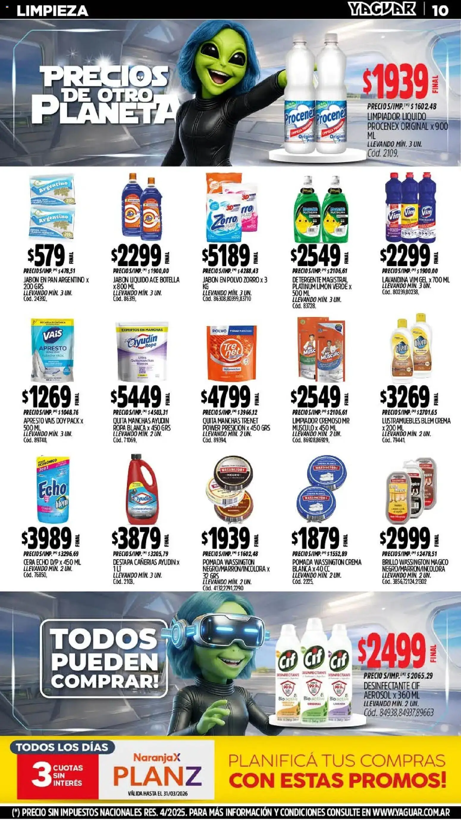 Yaguar - Oferta Semanal Santa Fé │ válido desde el 02.03.2026 | Página: 10 | Productos: Lavandina, Jabón líquido, Limón, Pan