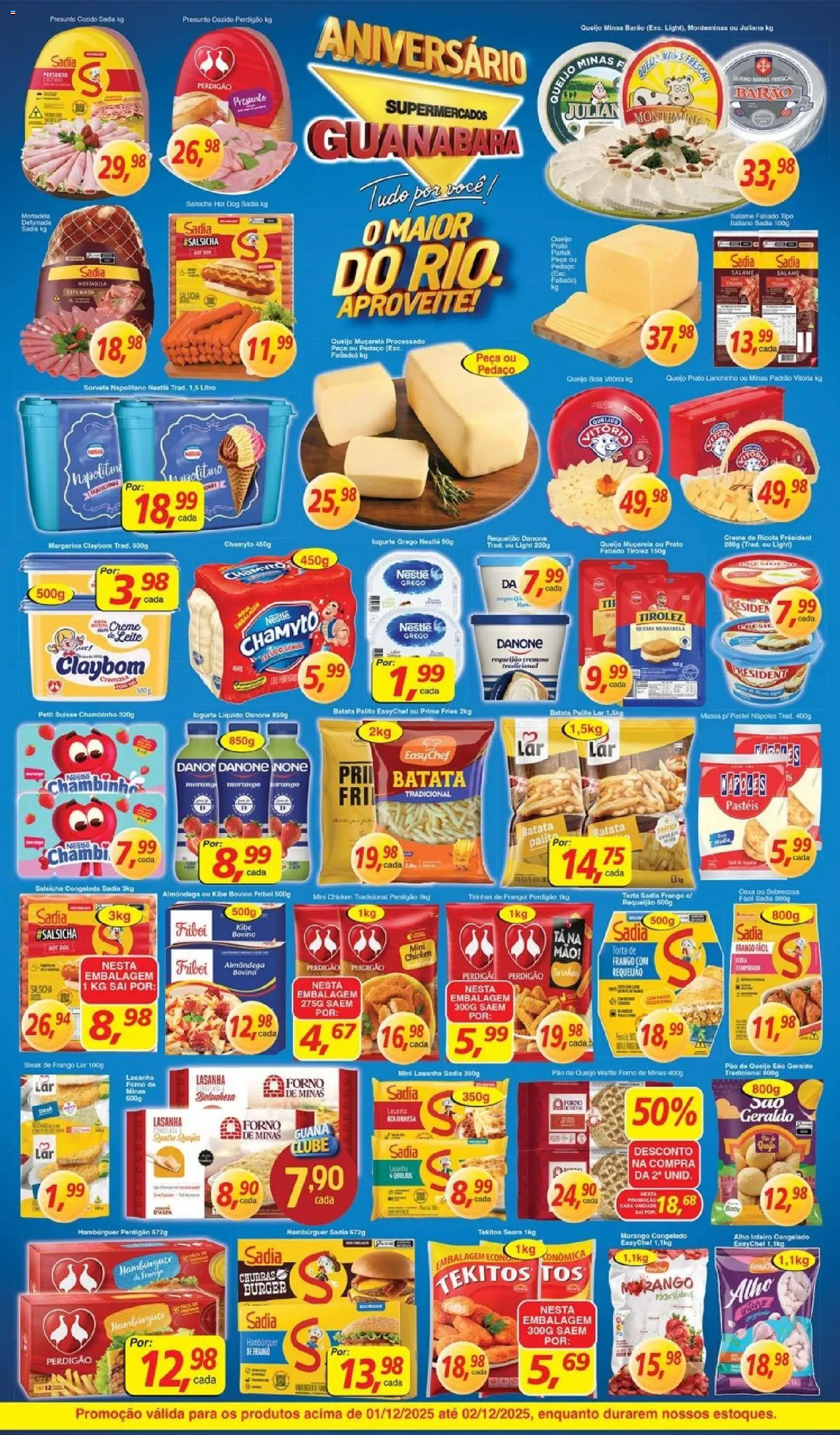 Supermercados Guanabara Folheto - válido de 01.12.2025 | Página: 4 | Produtos: Leite, Presunto, Lasanha, Frango