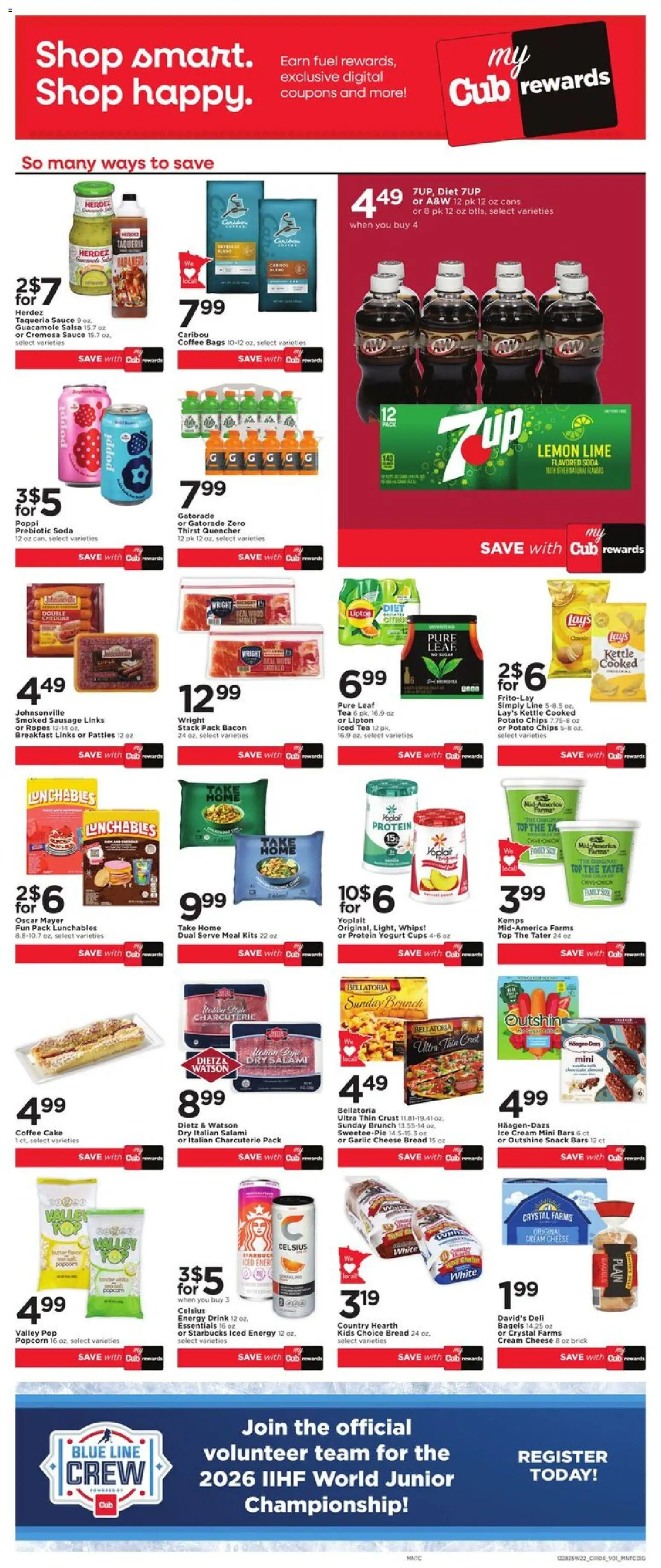 Cub Foods Weekly Ad - valid from 28.12.2025 | Page: 8 | Products: Cheese, Coffee, Chips, Sausage