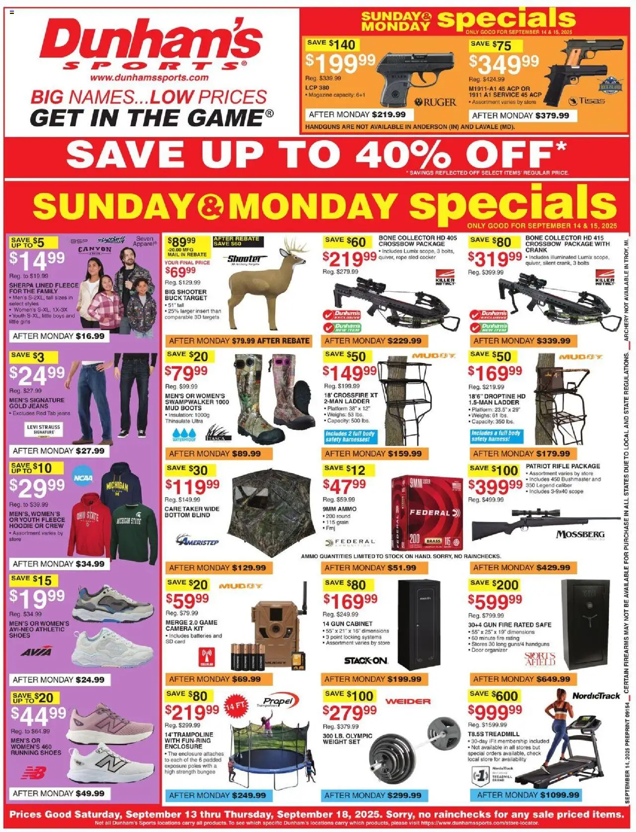 Dunham's Sports Weekly Ad - valid from 13.09.2025 | Page: 1 | Products: Ladder, Bolts, Crossbow, Hoodie