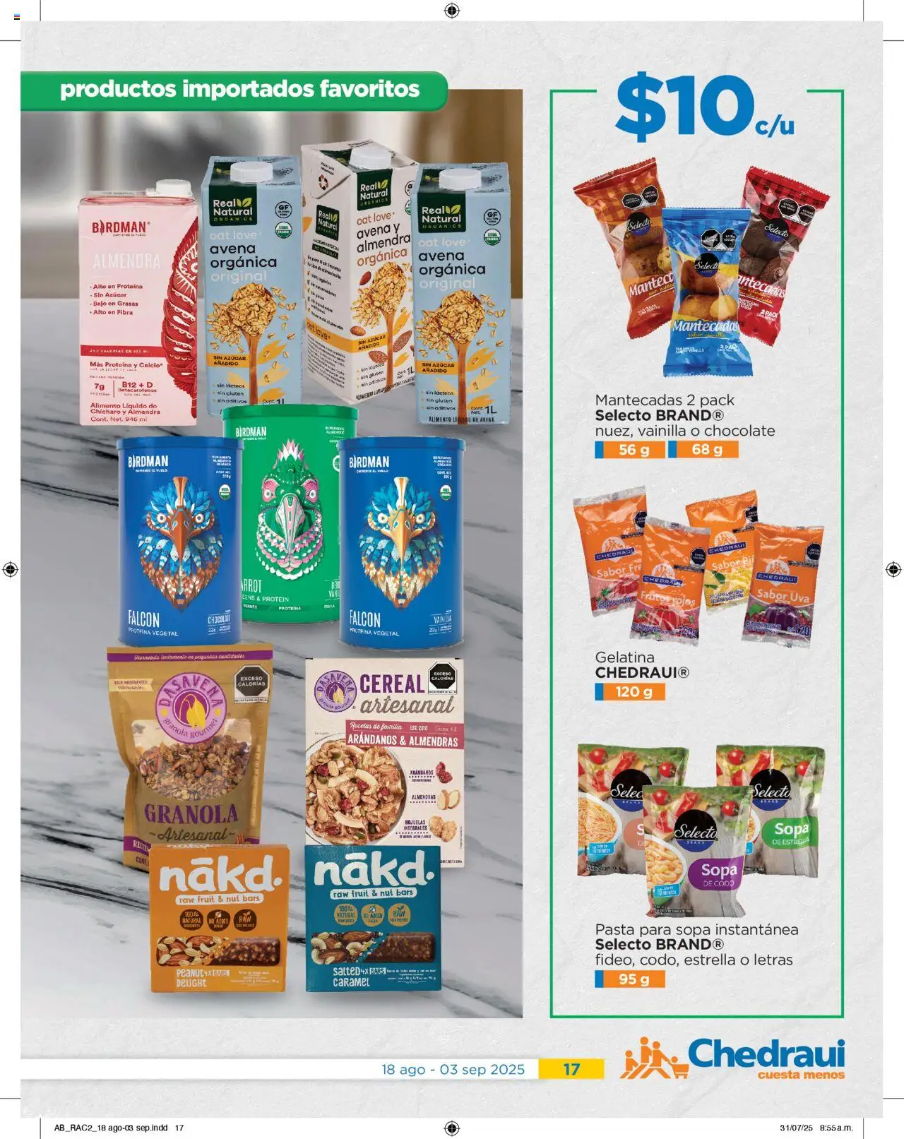 Nuevas ofertas de Chedraui válidas en toda la República Mexicana desde el 18.08.2025. ¡Encuentra las mejores ofertas en Chedraui folleto! | Página: 17 | Productos: Sopa, Chocolate, Arándanos, Hojuelas