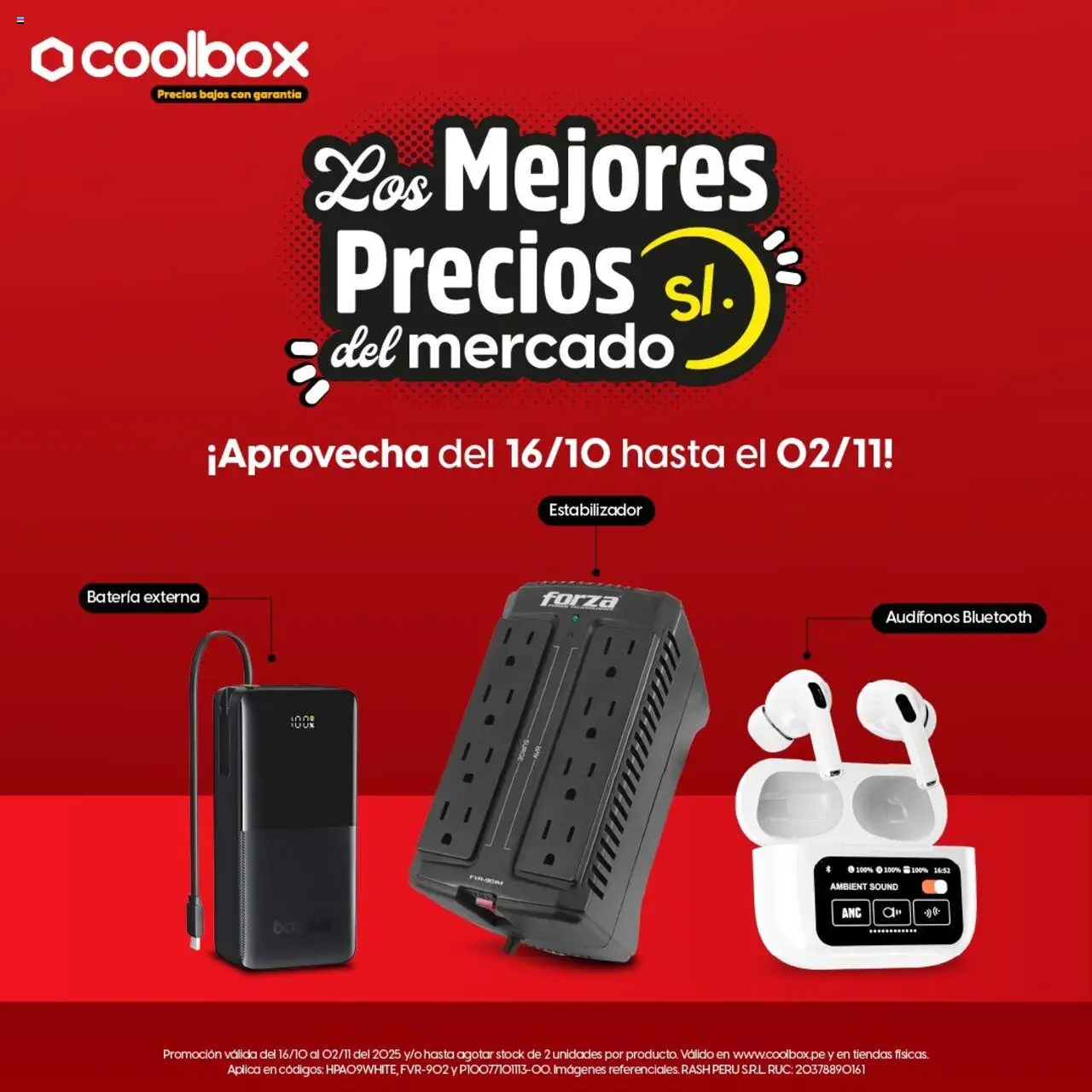 Catálogo Coolbox válido desde 16.10.2025 | Página: 1 | Productos: Batería, Audífonos