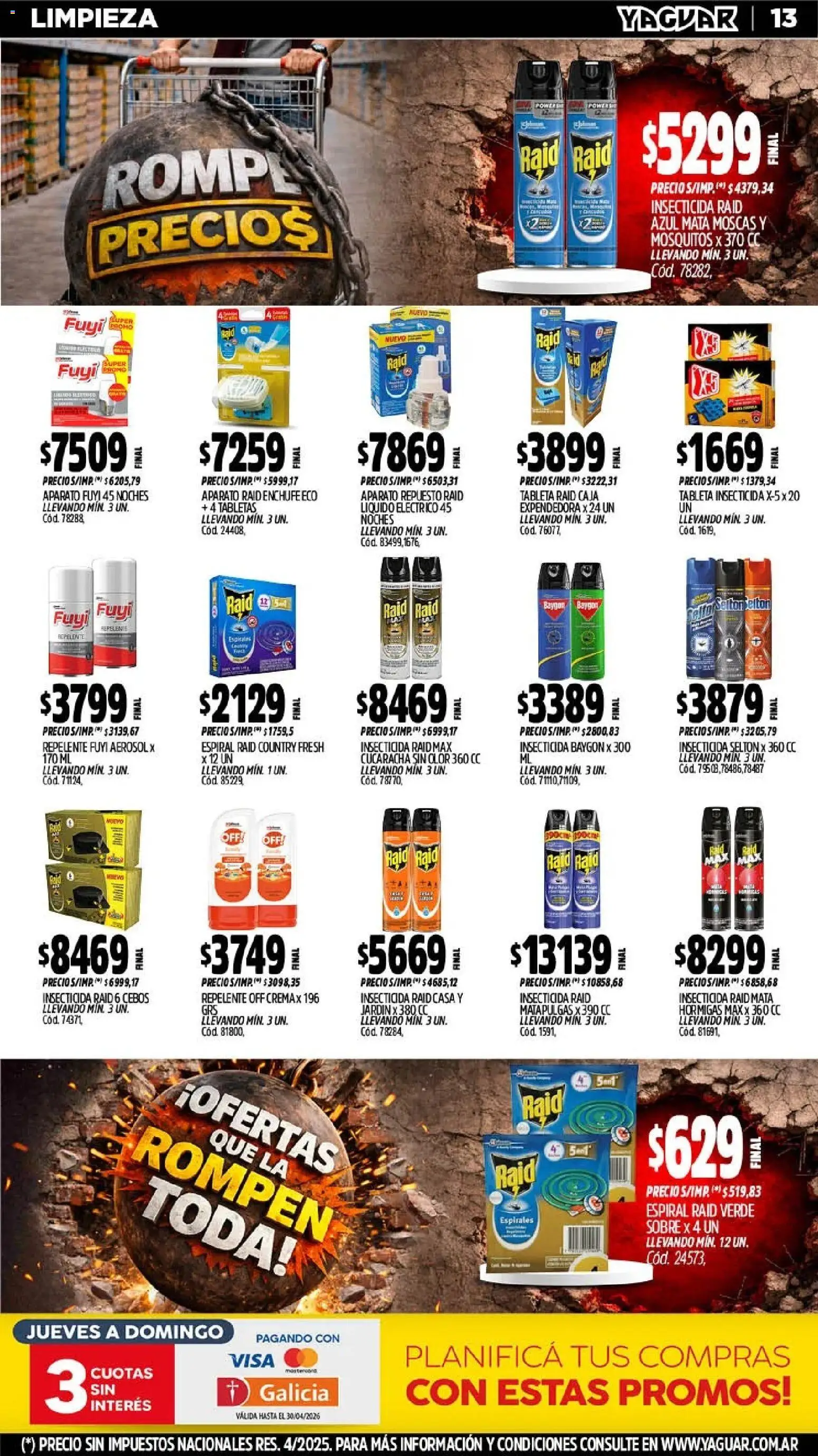 Yaguar - Oferta Semanal Jujuy │ válido desde el 13.04.2026 | Página: 13 | Productos: Mata moscas, Tableta, Repelente, Sobre