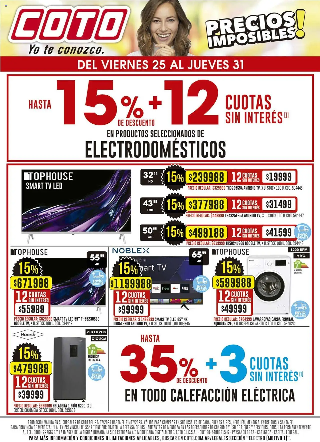 Coto ofertas electro │ válido desde el 25.07.2025 | Página: 1 | Productos: Video, Lavarropas, Heladera, Té