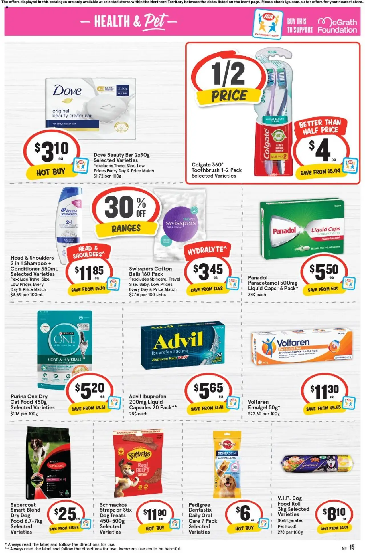 IGA catalogue - valid from 24.09.2025 | Page: 15 | Products: Shampoo, Coat, Foundation, Pain relief