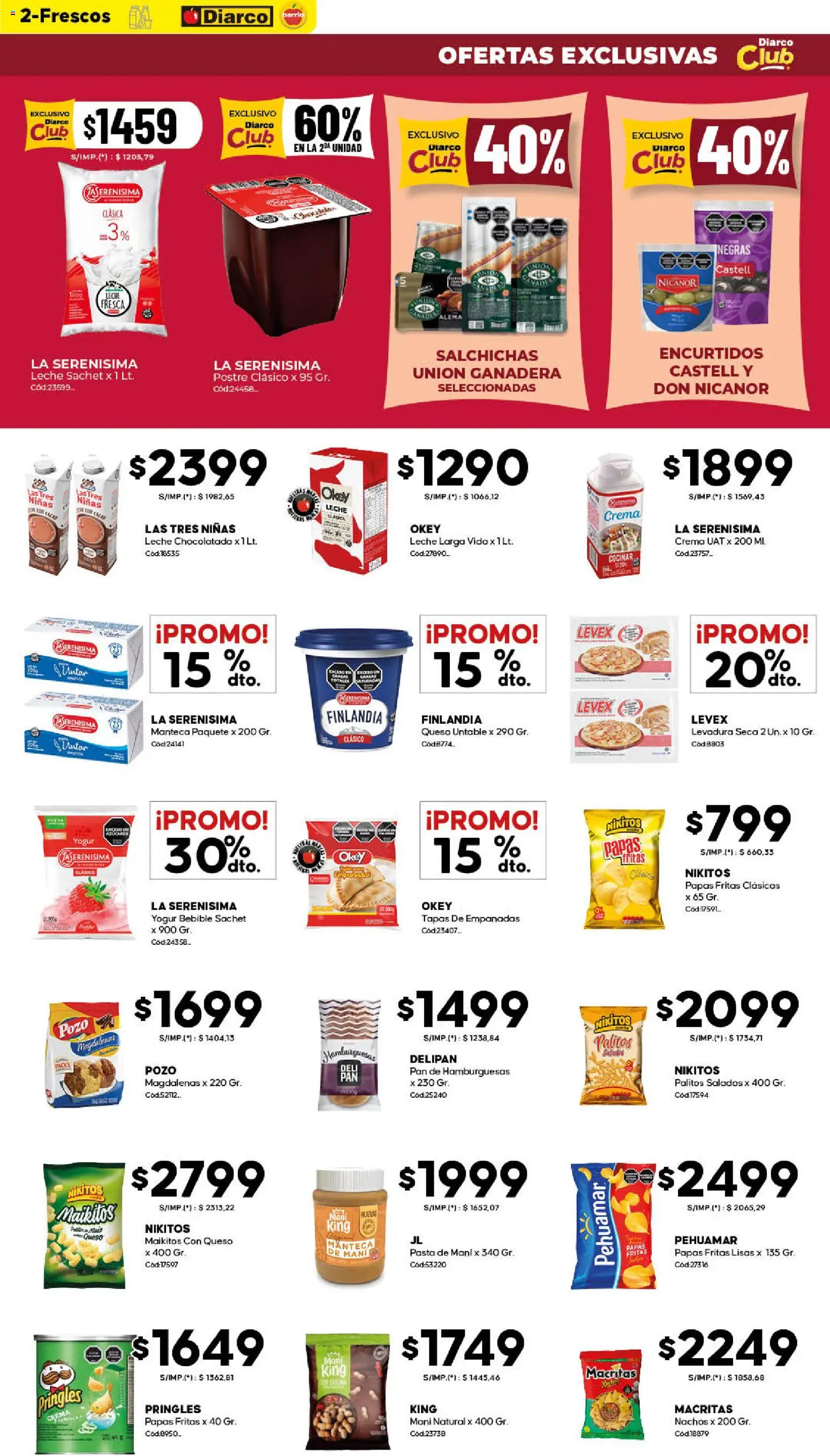 Diarco - Ofertas Diarco Barrio │ válido desde el 15.12.2025 | Página: 2 | Productos: Mani, Pasta, Papas fritas, Crema
