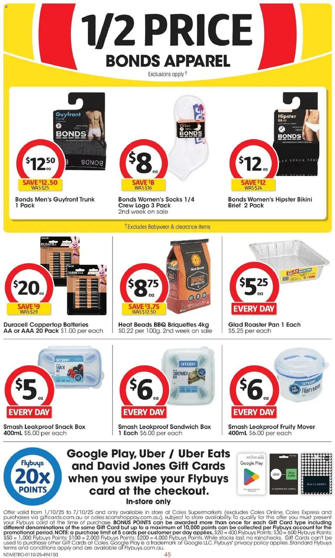 Coles catalogue - valid from 01.10.2025 | Page: 45 | Products: Bikini, Socks, Batteries, Bed