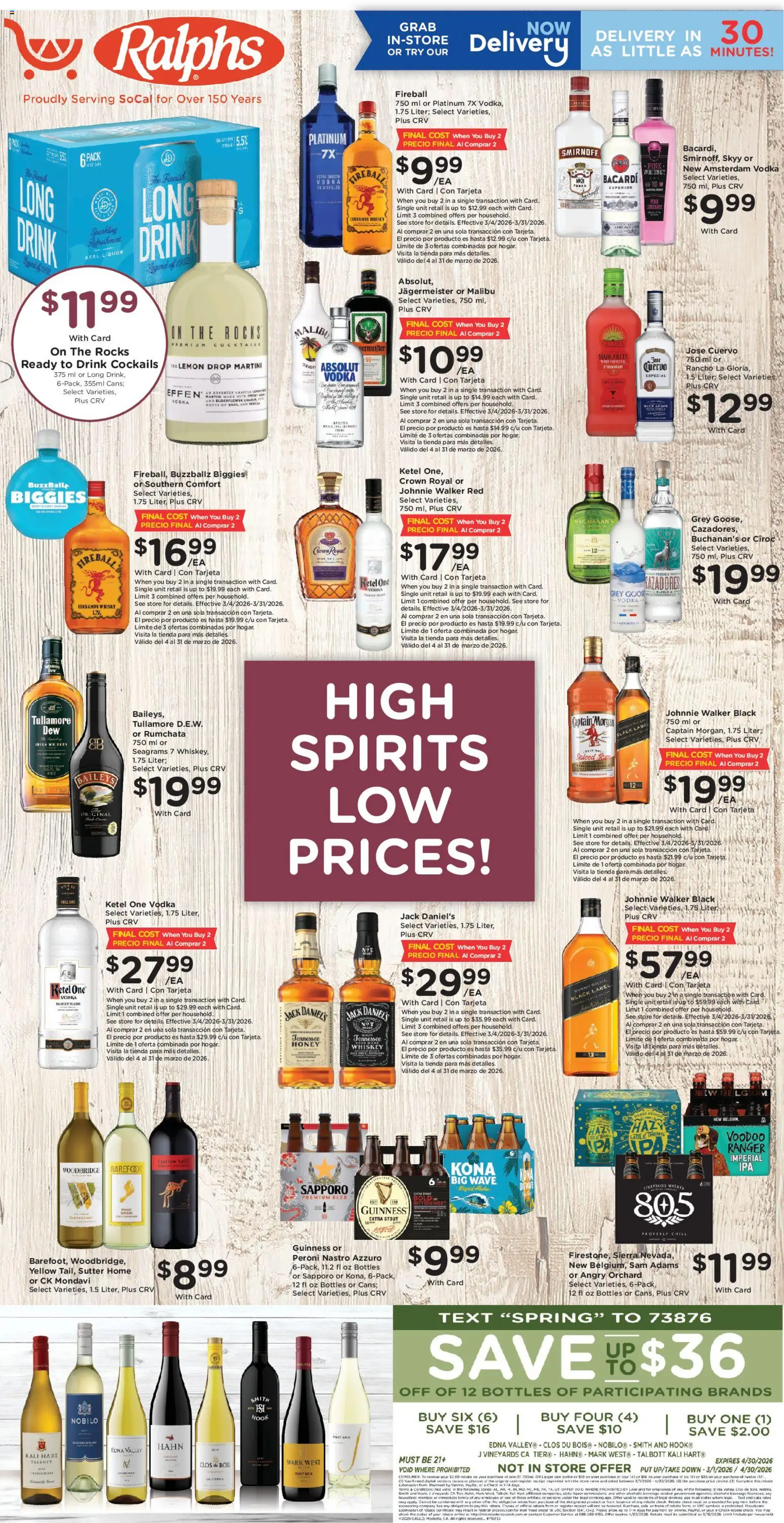 Ralphs Adult Beverage - valid from 18.03.2026 | Page: 1 | Products: Hook, Vodka, Whiskey, Lemon