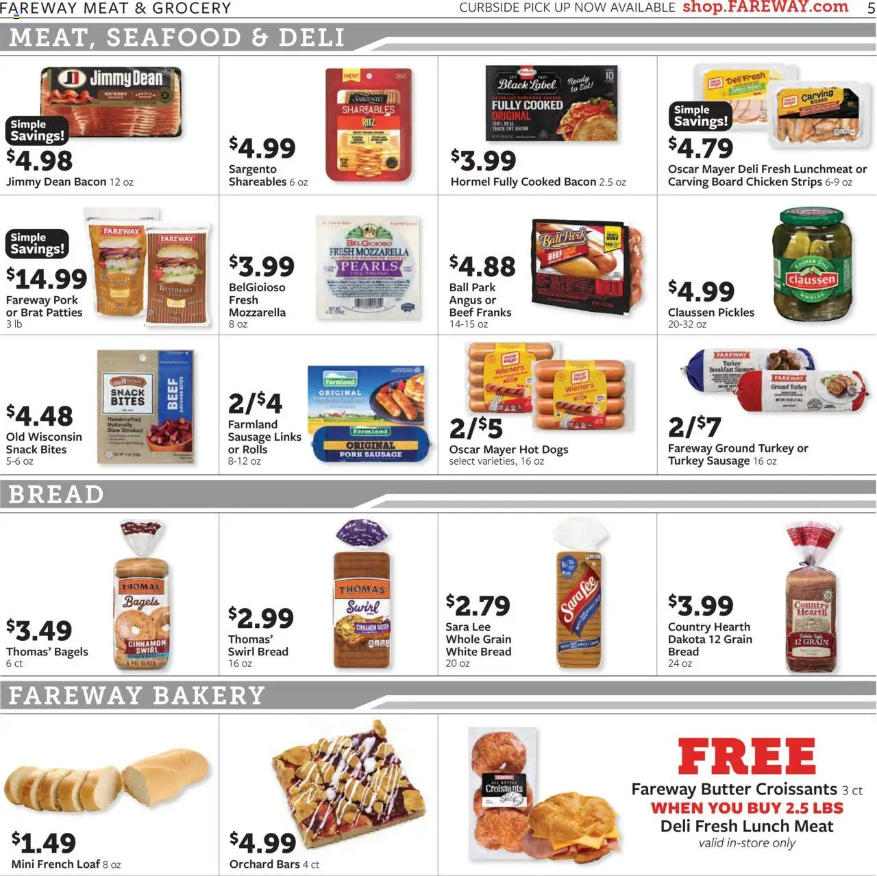 Fareway Weekly Ad - valid from 08.09.2025 | Page: 5 | Products: Bakery, Pork, Beef, Hot Dogs