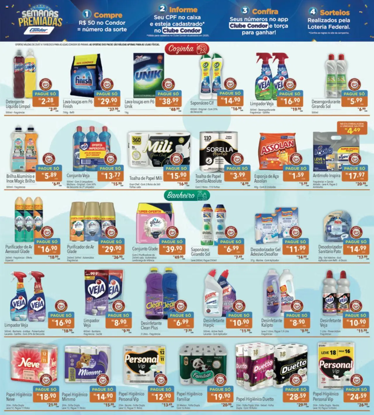 Supermercados Condor Folheto - válido de 25.07.2025 | Página: 21 | Produtos: Purificador de ar, Pó, Girando sol, Esponja de aço