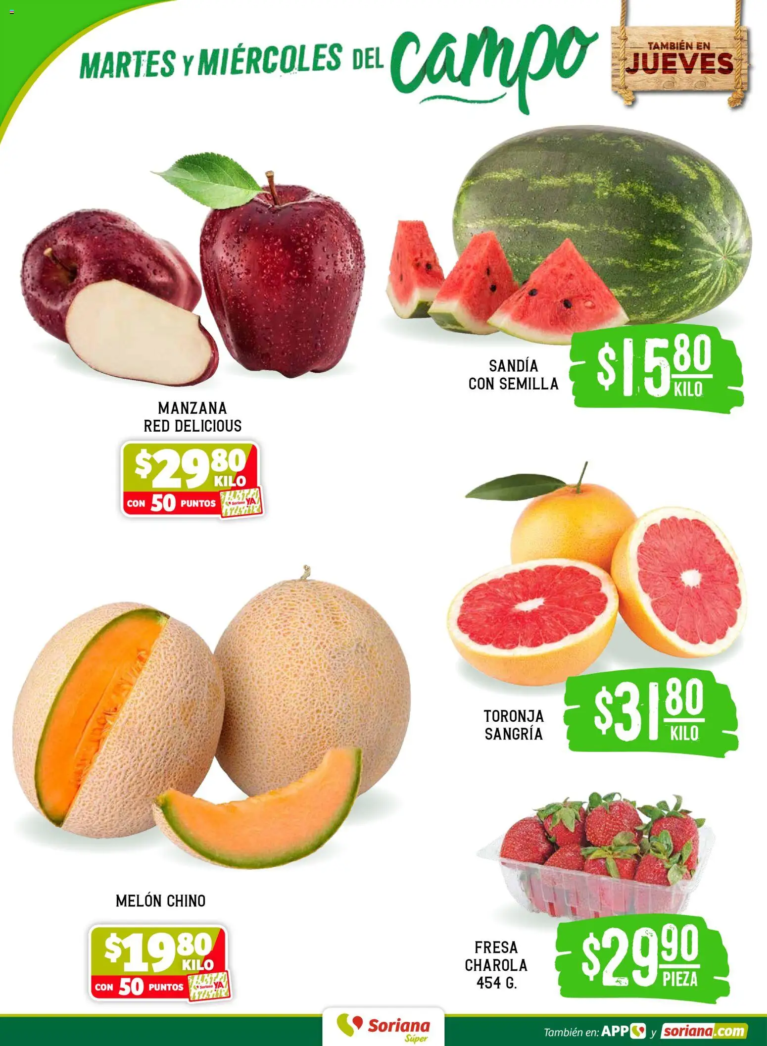 Nuevas ofertas de Soriana válidas en toda la República Mexicana desde el 14.04.2026. ¡Encuentra las mejores ofertas en Soriana Martes y Miércoles del Campo Súper: Tijuana, Mexicali, Ensenada, San Luis Río Colorado y Tecate! | Página: 2 | Productos: Fresa, Sandía, Melón, Toronja