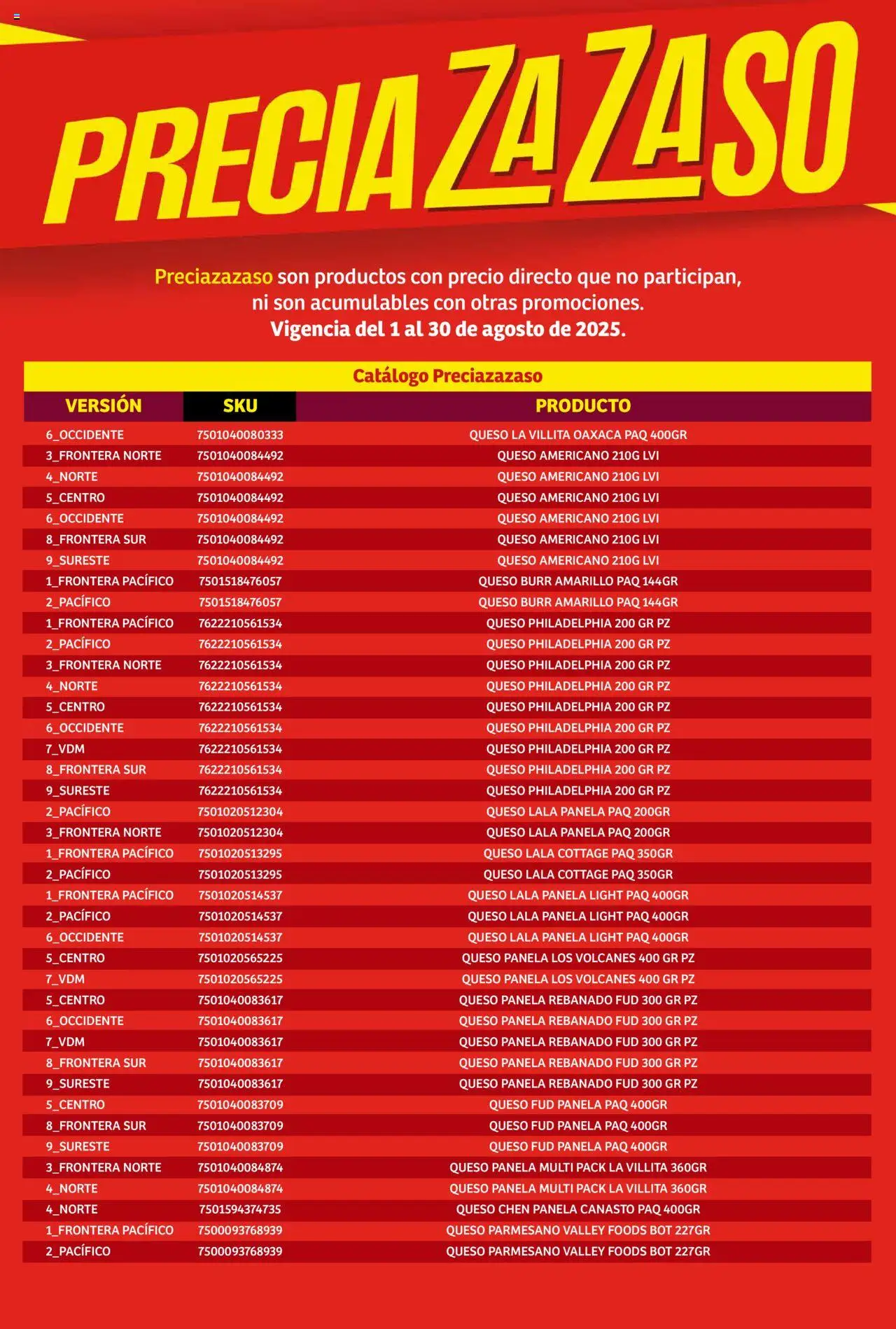 Nuevas ofertas de Soriana válidas en toda la República Mexicana desde el 01.08.2025. ¡Encuentra las mejores ofertas en Soriana - Catálogo Preciazazaso Mercado Nacional! | Página: 174 | Productos: Queso