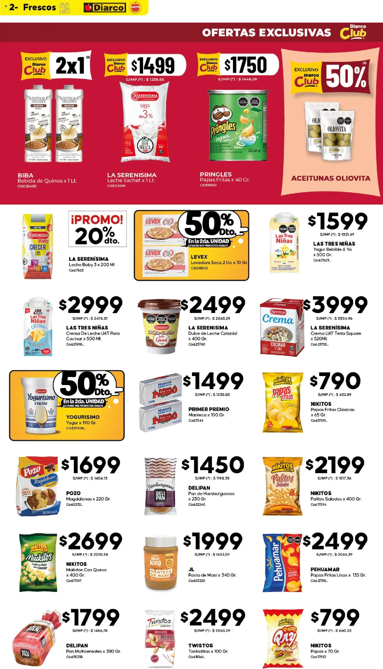 Diarco - Ofertas Diarco Barrio │ válido desde el 26.01.2026 | Página: 2 | Productos: Aceitunas, Queso, Yogur, Papas fritas