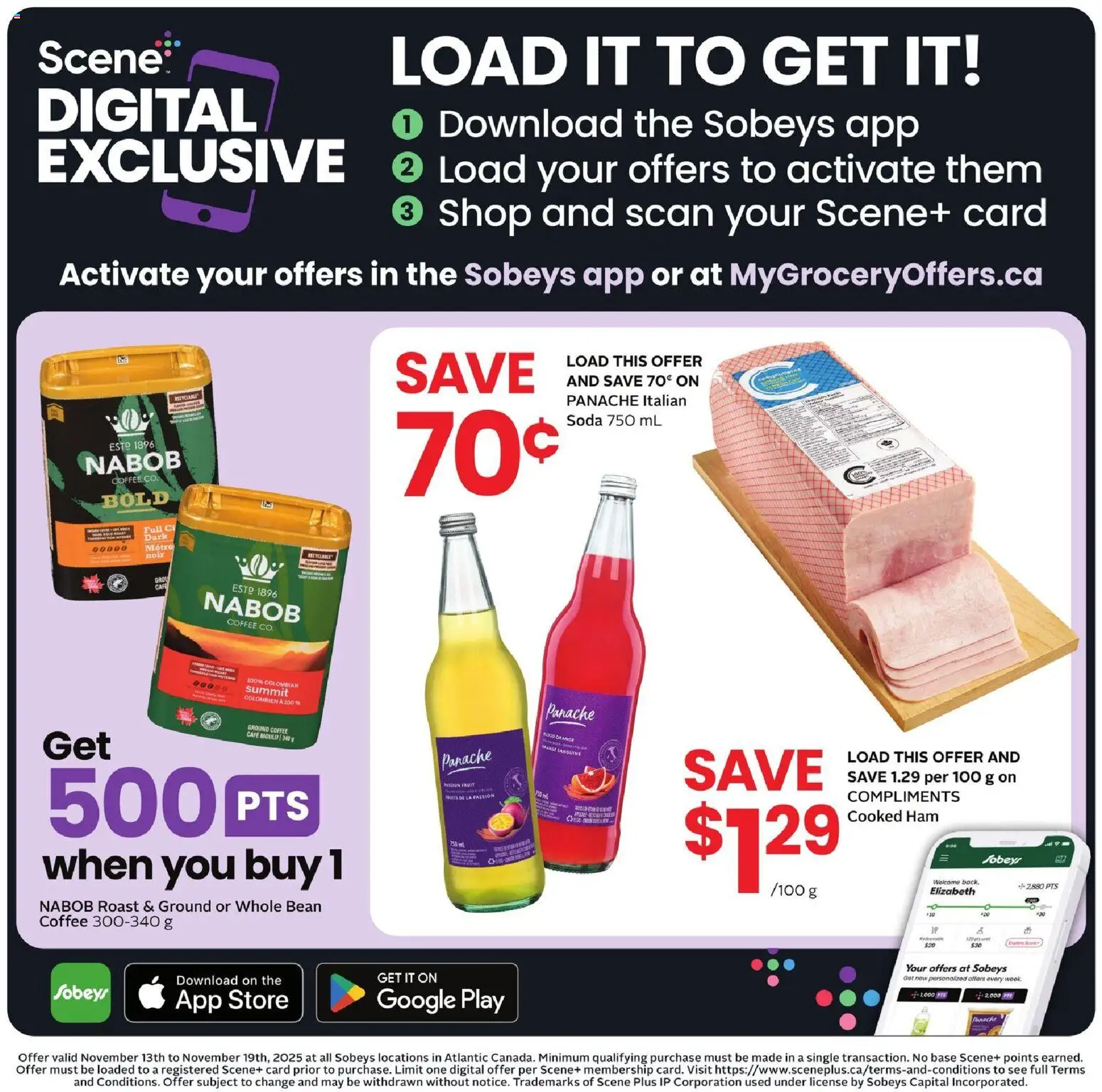 Sobeys flyer valid from 13.11.2025 | Page: 15 | Products: Coffee, Ham