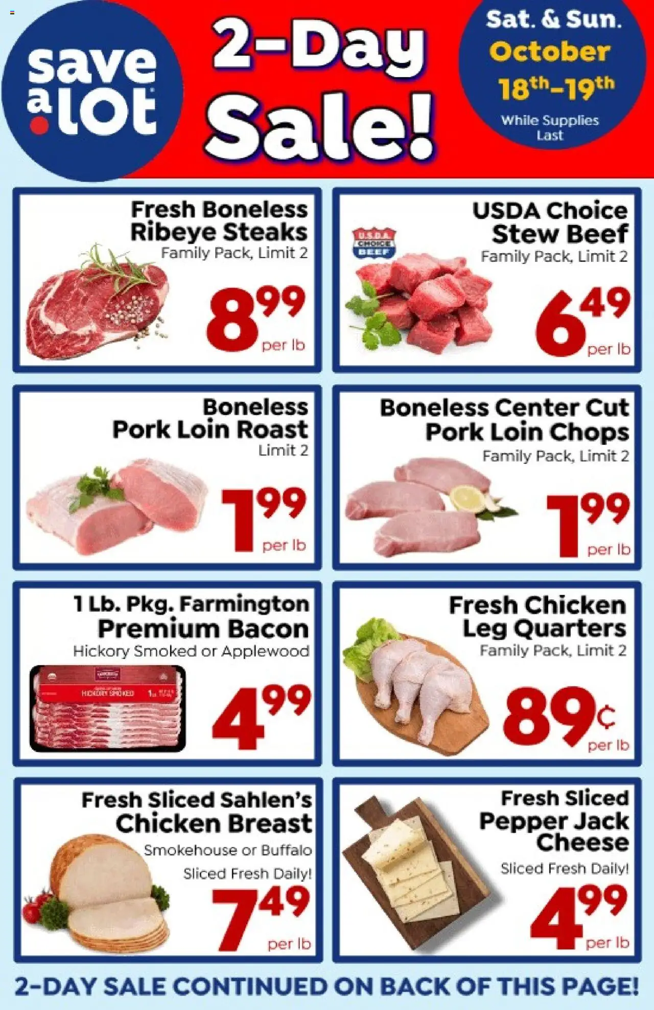 Save a Lot Ad - valid from 18.10.2025 | Page: 1 | Products: Cheese, Pork, Beef, Pepper