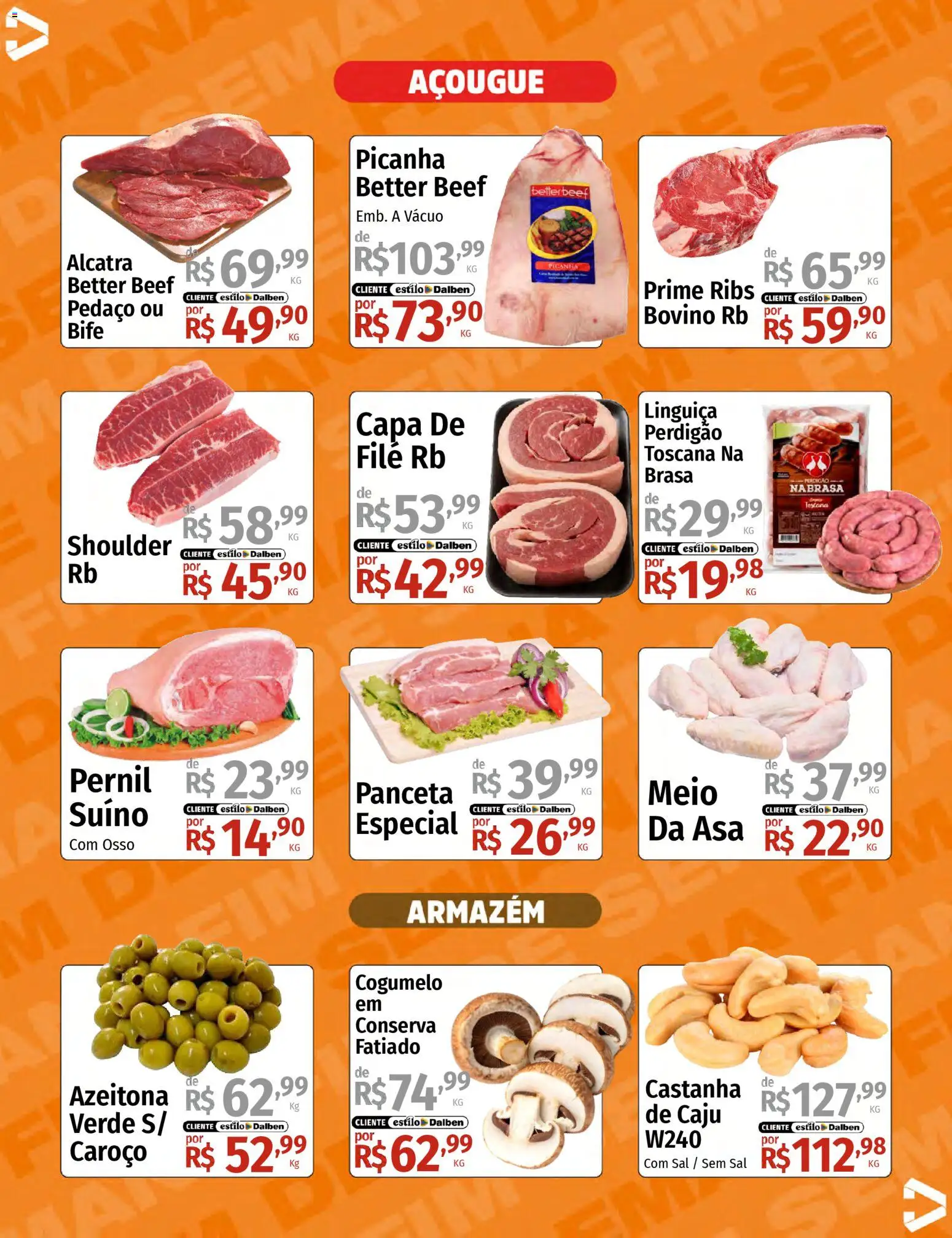 Supermercado Dalben Folheto - válido de 20.03.2026 | Página: 4 | Produtos: Linguiça, Alcatra, Picanha, Sal