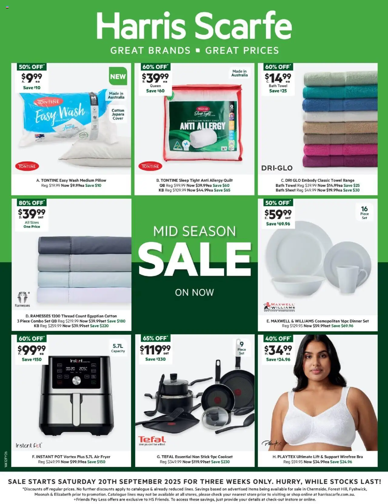 Harris Scarfe catalogue - valid from 19.09.2025 | Page: 1 | Products: Dinner set, Bath, Pillow, Allergy