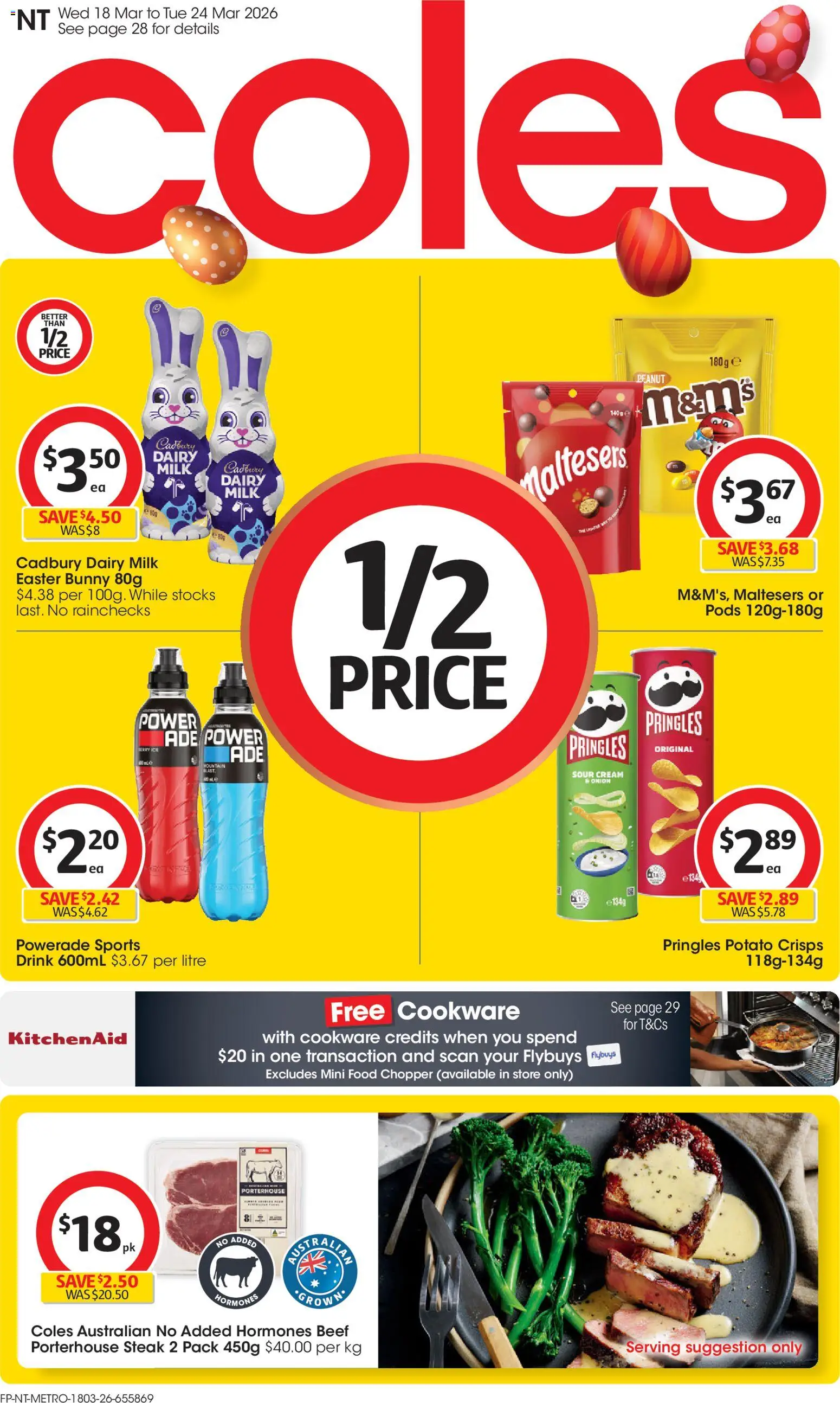 Coles catalogue - valid from 18.03.2026 | Page: 1 | Products: Milk, Sour cream, Cookware, Steak