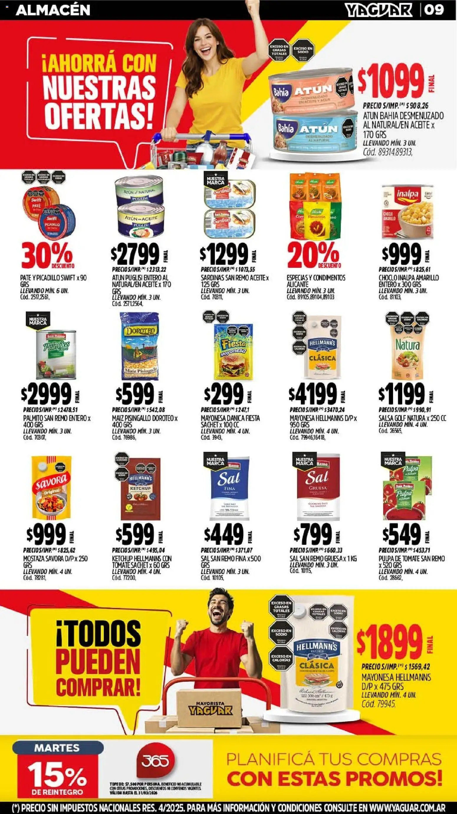 Yaguar - Oferta Semanal Neuquen │ válido desde el 02.03.2026 | Página: 9 | Productos: Aceite, Mayonesa, Ketchup, Tomate