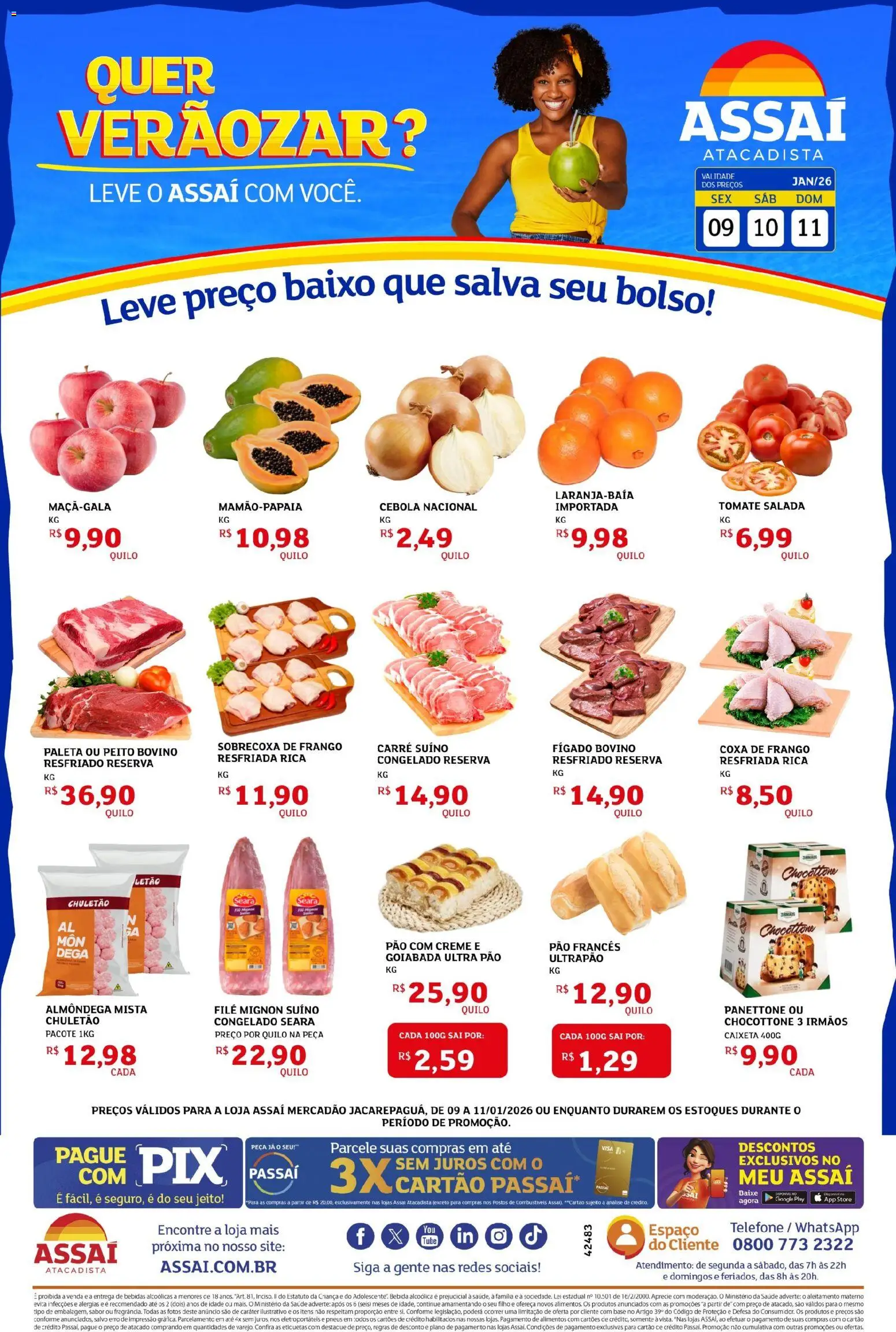 Assaí Atacadista Folheto - válido de 09.01.2026 | Página: 1 | Produtos: Filé mignon, Chuletão, Telefone, Goiabada