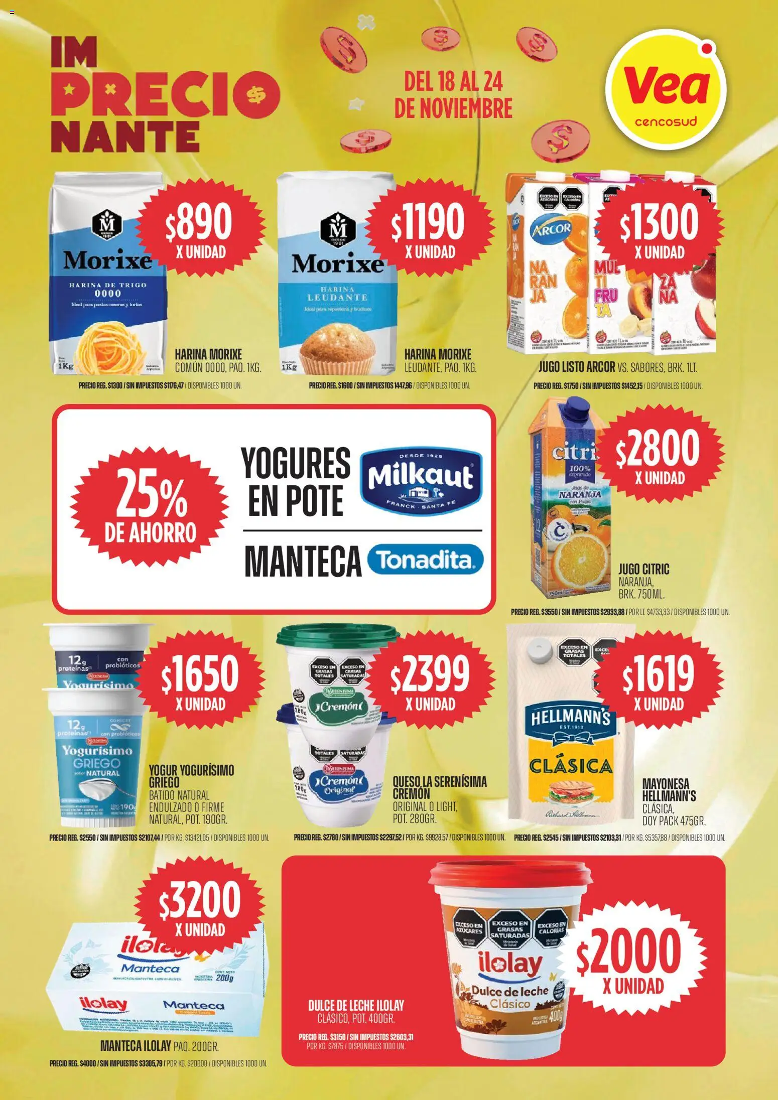 Vea ofertas │ válido desde el 18.11.2025 | Página: 5 | Productos: Harina, Dulce de leche, Yogur, Jugo