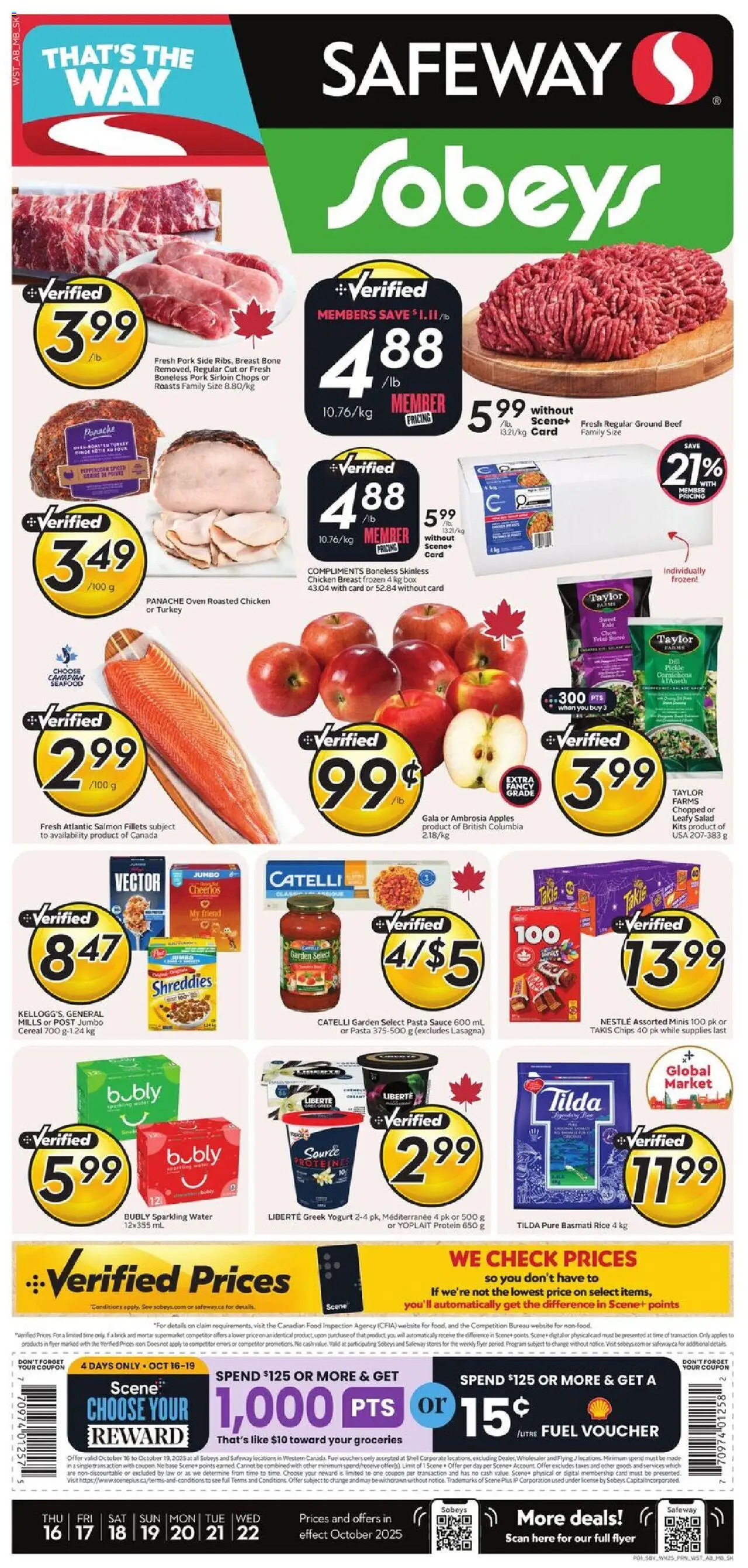 Safeway flyer valid from 16.10.2025 | Page: 1 | Products: Rice, Oven, Box, Pork