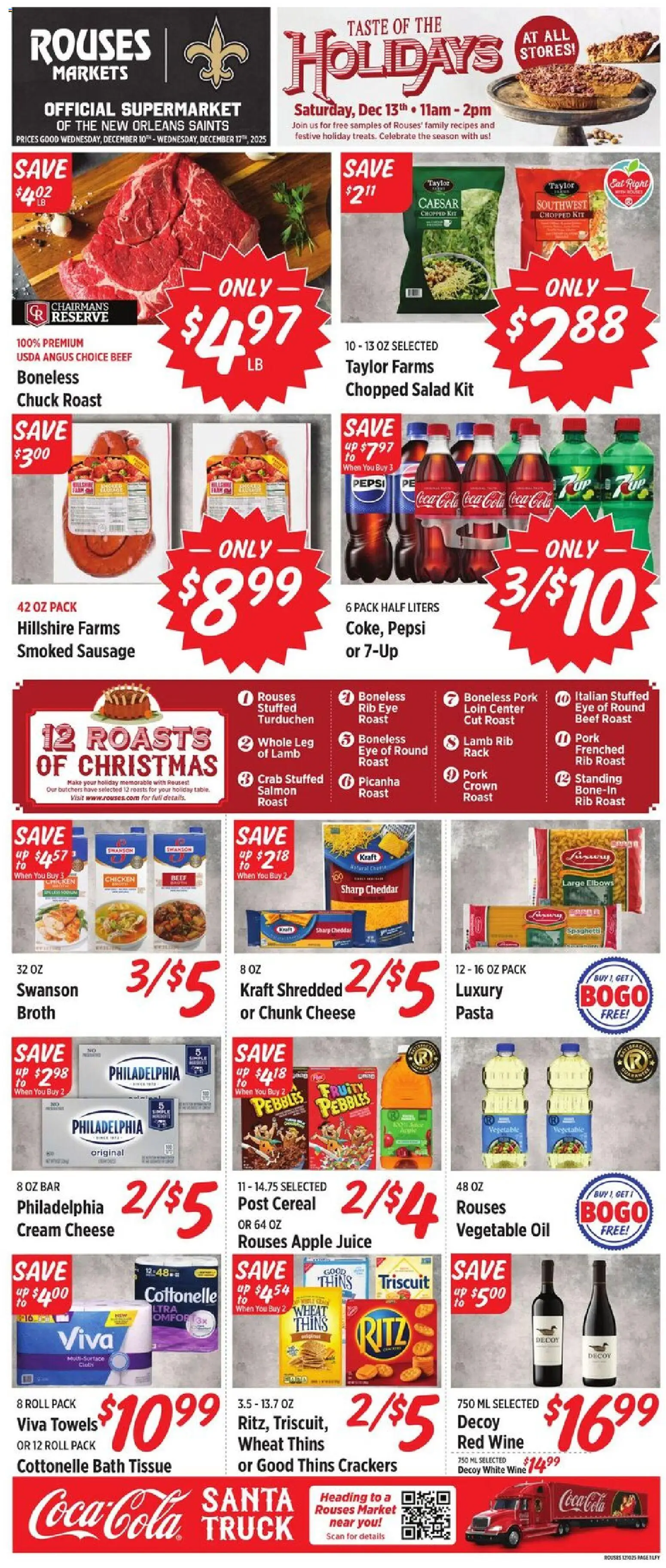 Rouses Weekly Ad - LA - valid from 10.12.2025 | Page: 2 | Products: Cheese, Beef, Pasta, Sausage