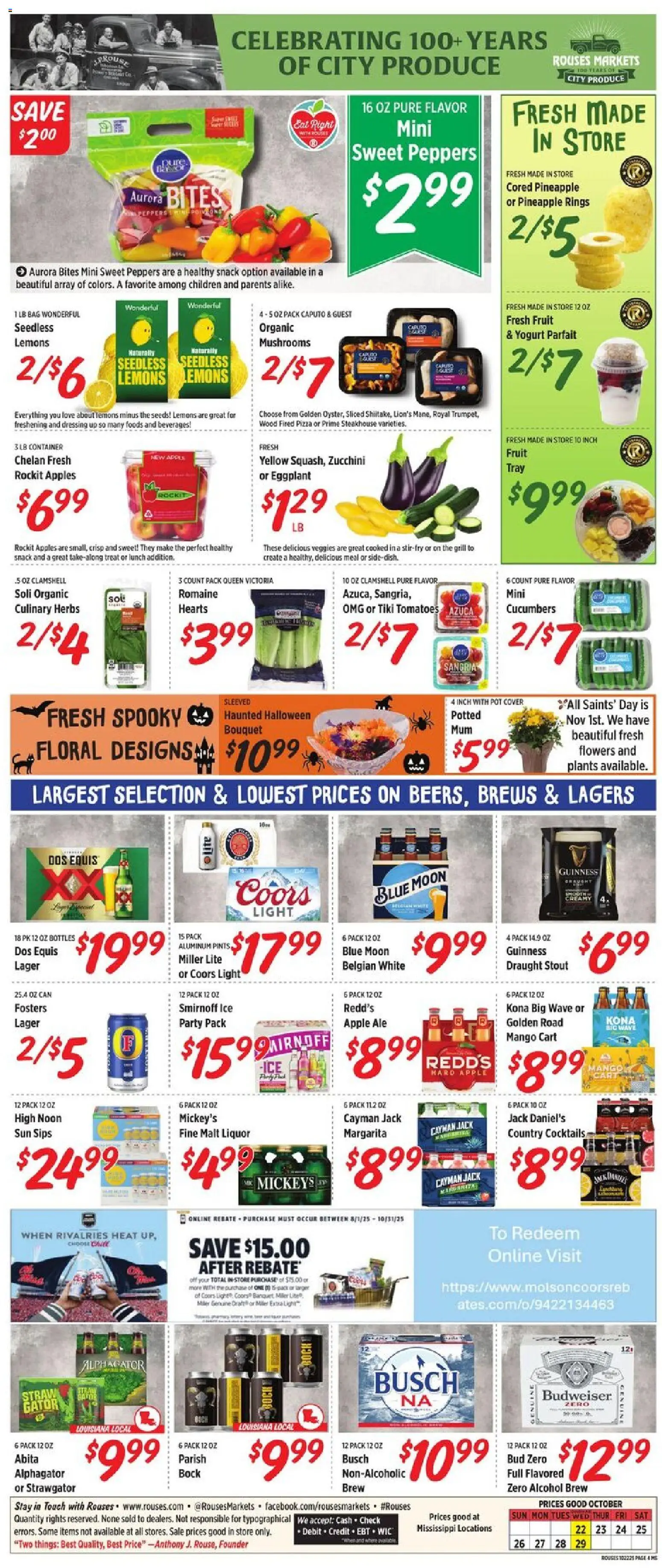 Rouses Weekly Ad - MS - valid from 22.10.2025 | Page: 8 | Products: Pizza, Tomatoes, Cucumbers, Mango
