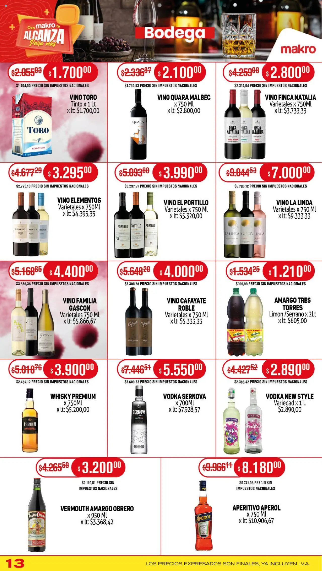 Makro ofertas │ válido desde el 25.09.2025 | Página: 13 | Productos: Vodka, Whisky, Limón, Vino