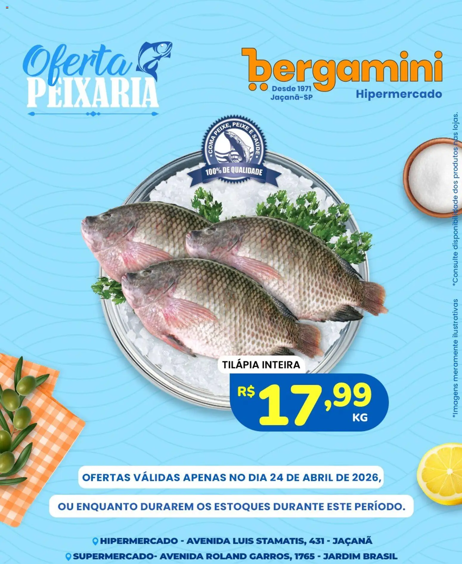 Supermercado Bergamini Folheto - válido de 24.04.2026 | Página: 3 | Produtos: Tilápia