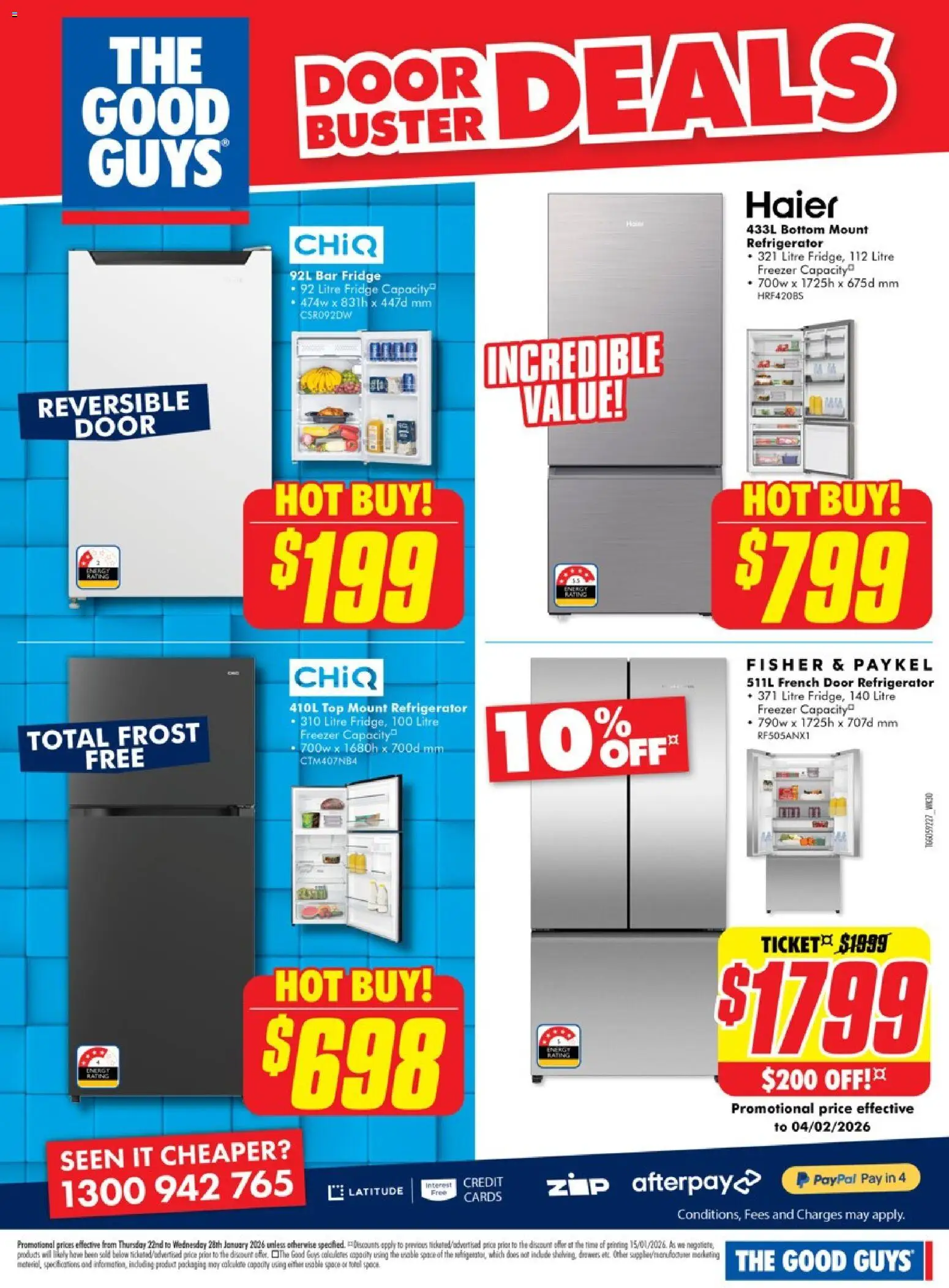 The Good Guys catalogue - valid from 21.01.2026 | Page: 4 | Products: Door, Fridge, Freezer, Refrigerator