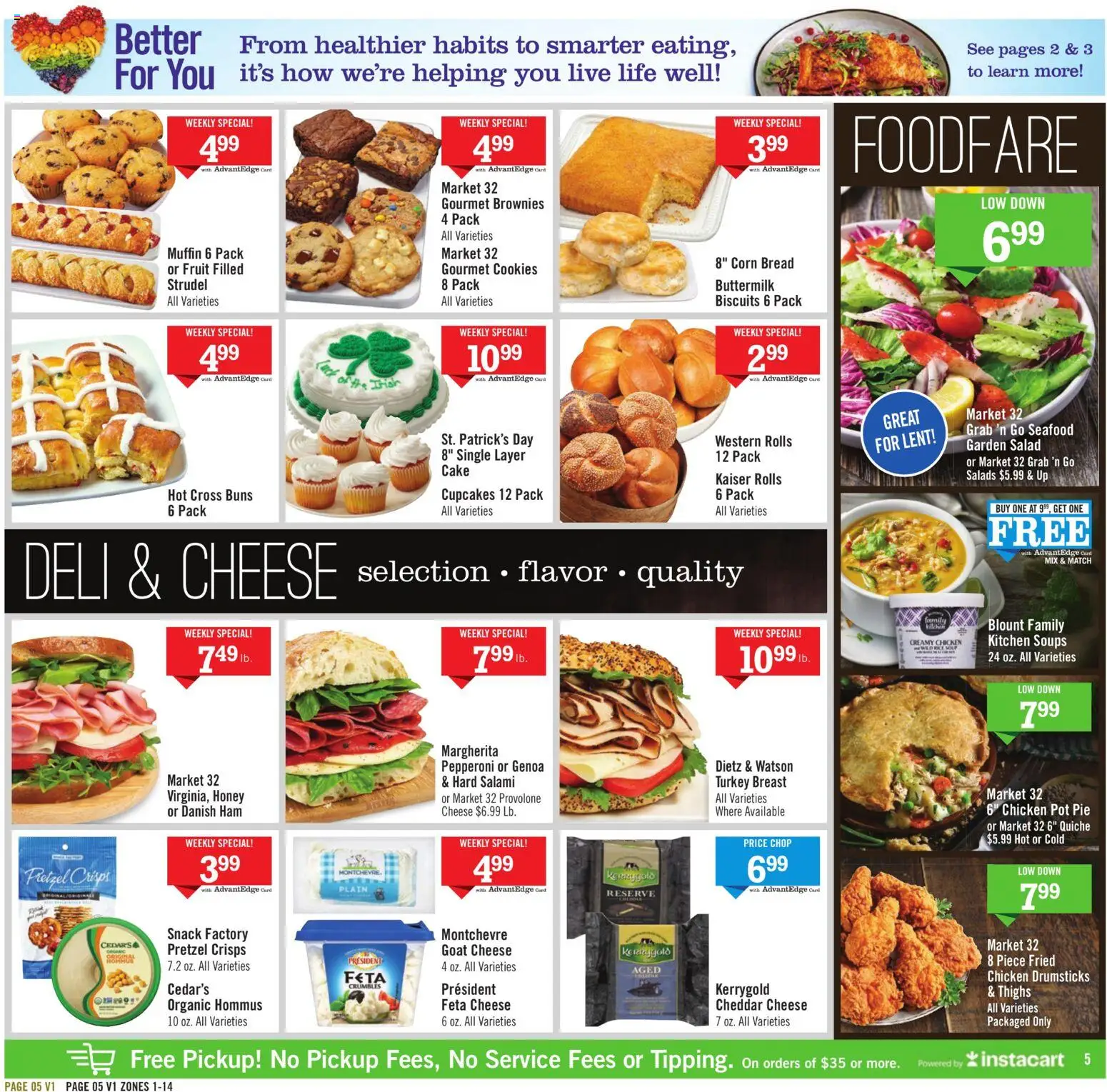 Price Chopper Weekly Ad - valid from 08.03.2026 | Page: 5 | Products: Cheese, Bread, Ham, Salad