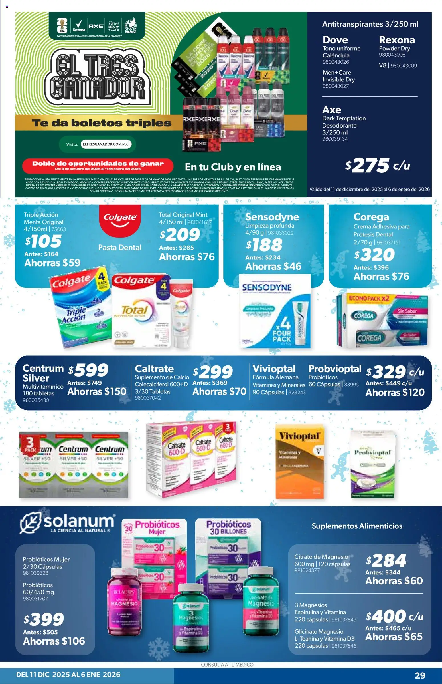 Nuevas ofertas de Sam's Club válidas en toda la República Mexicana desde el 11.12.2025. ¡Encuentra las mejores ofertas en Sam's Club catálogo Frontera! | Página: 28 | Productos: Desodorante, Pasta, Vitaminas, Organizador