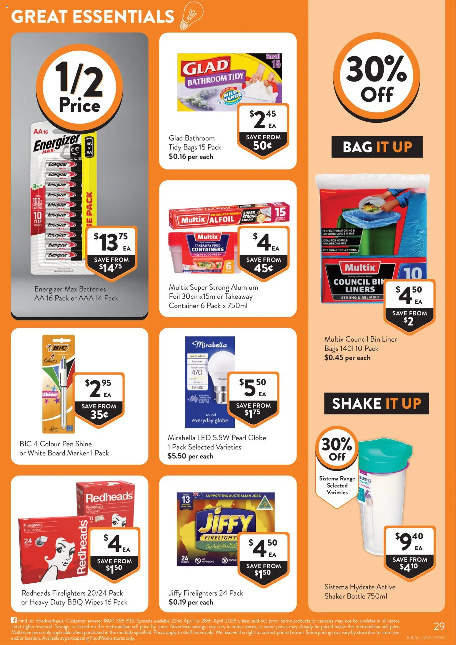 Foodworks catalogue - valid from 22.04.2026 | Page: 29 | Products: Shelf, Trolley, Batteries, Bag