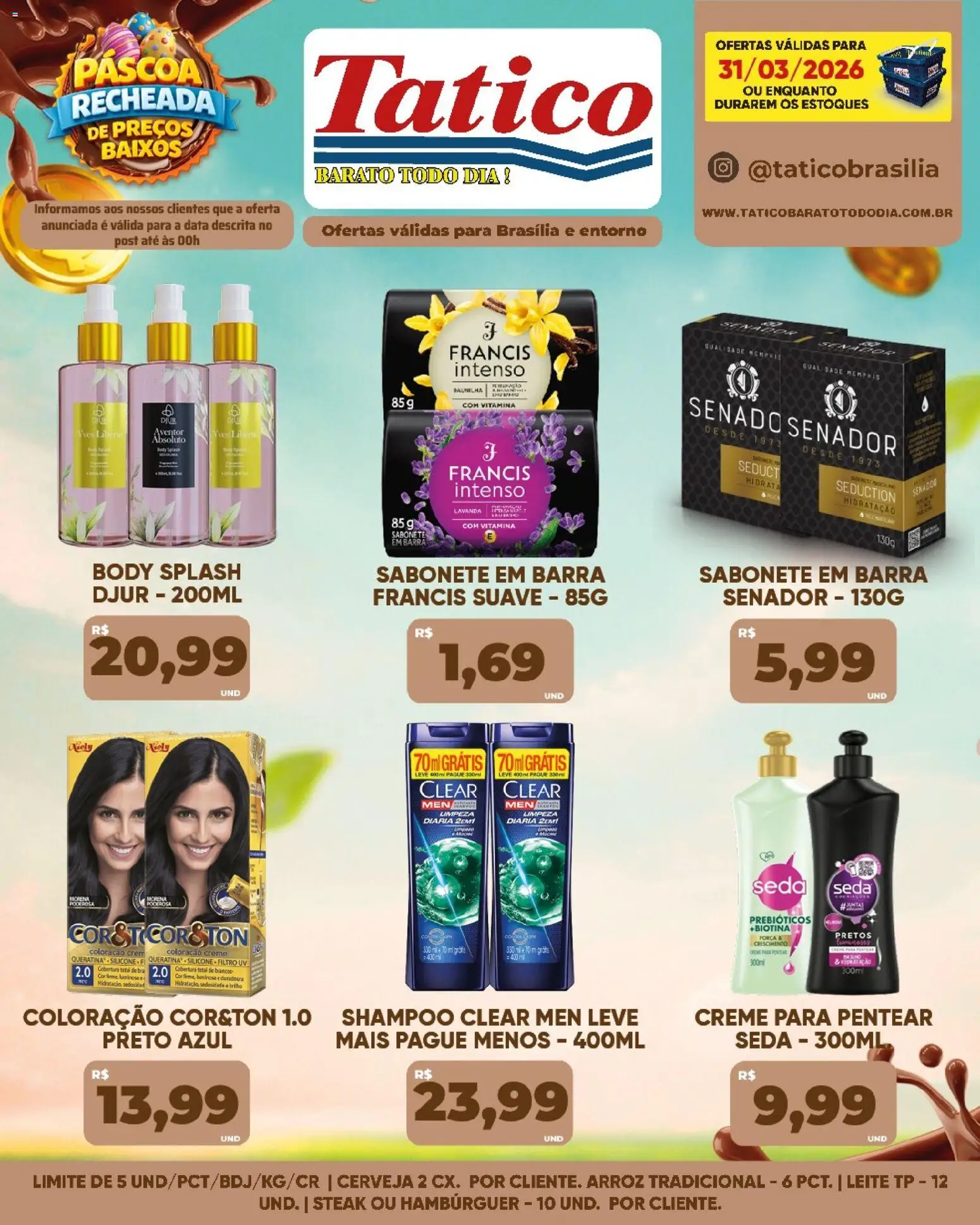Tatico Folheto - válido de 31.03.2026 | Página: 3 | Produtos: Leite, Cerveja, Hambúrguer, Sabonete