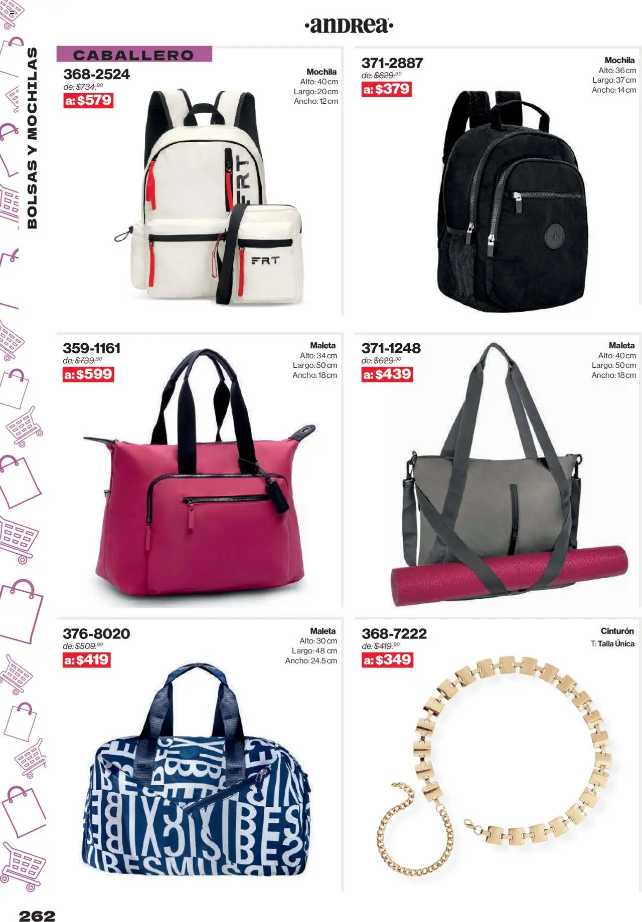 Nuevas ofertas de Andrea válidas en toda la República Mexicana desde el 10.08.2025. ¡Encuentra las mejores ofertas en Andrea - Catálogo Outlet! | Página: 262 | Productos: Cinturón, Mochila, Maleta