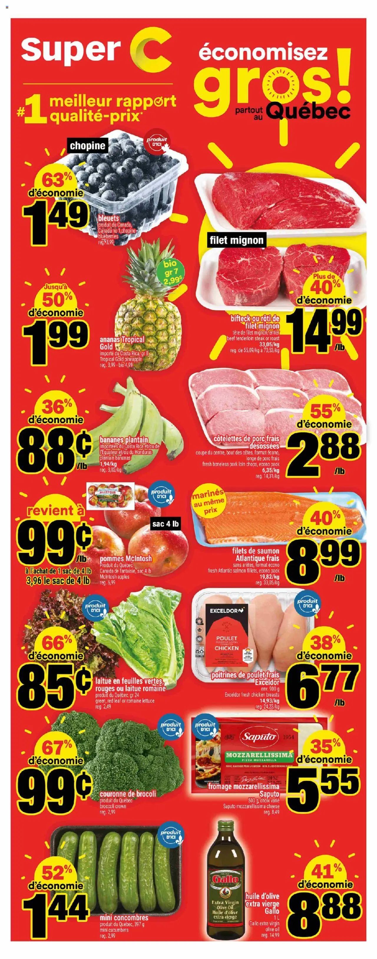 Super C flyer valid from 24.07.2025 | Page: 1 | Products: Cucumbers, Oil, Chicken, Pork