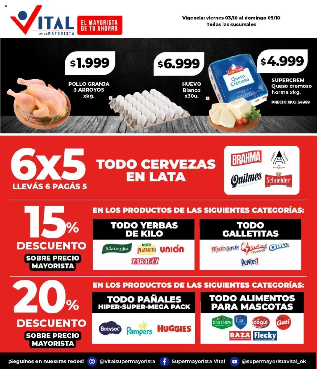 Vital - Ofertas - Abasto  │ válido desde el 03.10.2025 | Página: 1 | Productos: Sobre, Huevo, Queso, Pañales