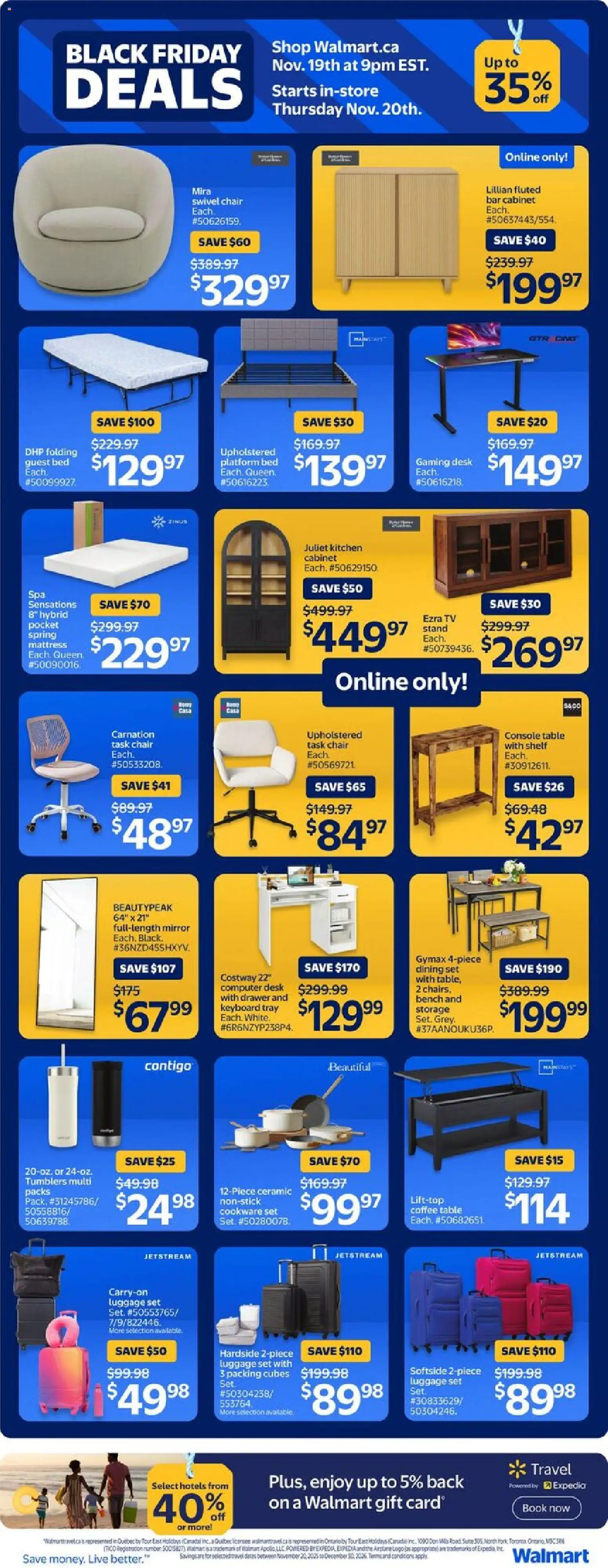 Walmart flyer valid from 19.11.2025 | Page: 12 | Products: Table, Chair, Cabinet, Coffee