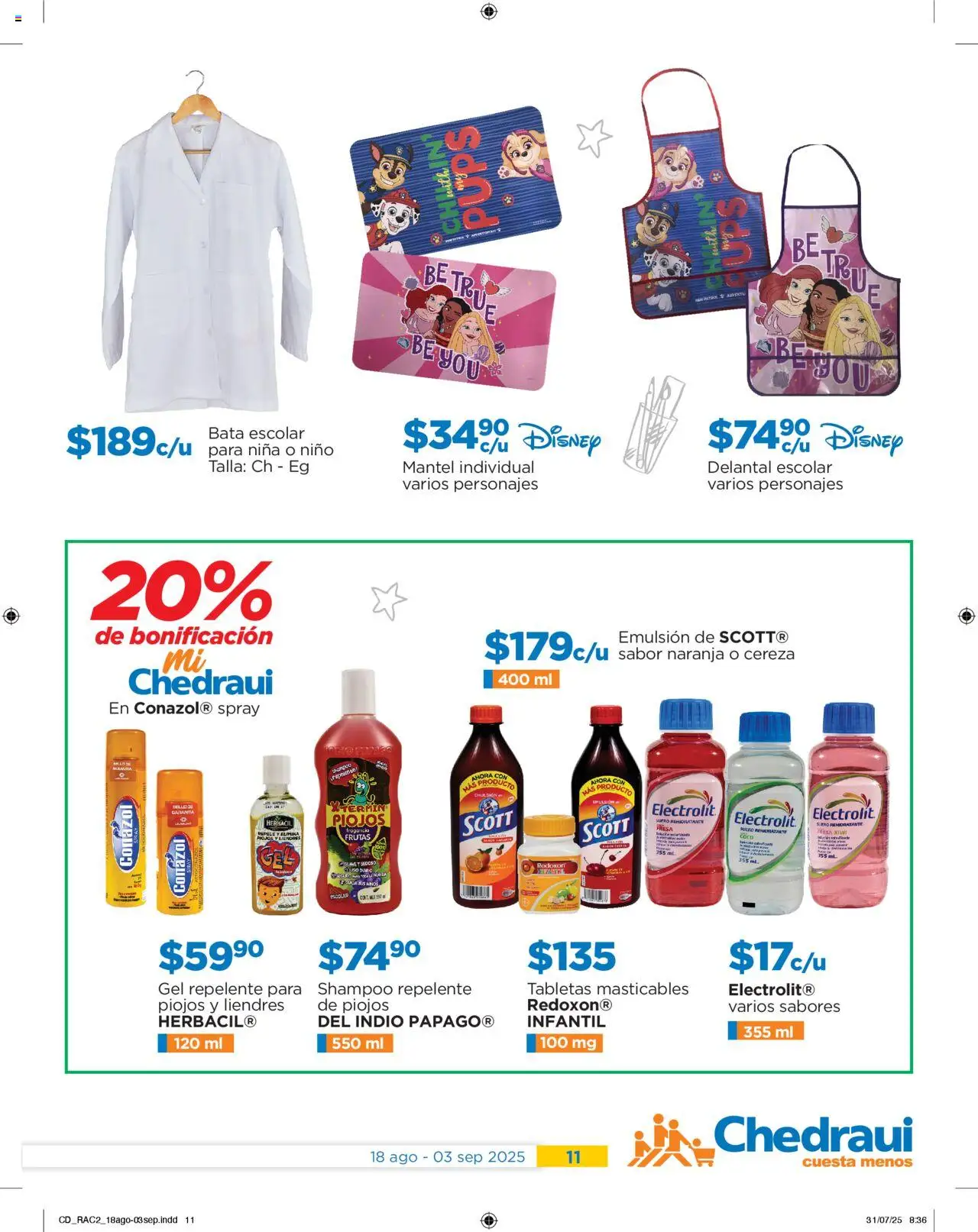 Nuevas ofertas de Chedraui válidas en toda la República Mexicana desde el 18.08.2025. ¡Encuentra las mejores ofertas en Chedraui - Promociones! | Página: 11 | Productos: Delantal, Mantel, Mantel individual, Bata