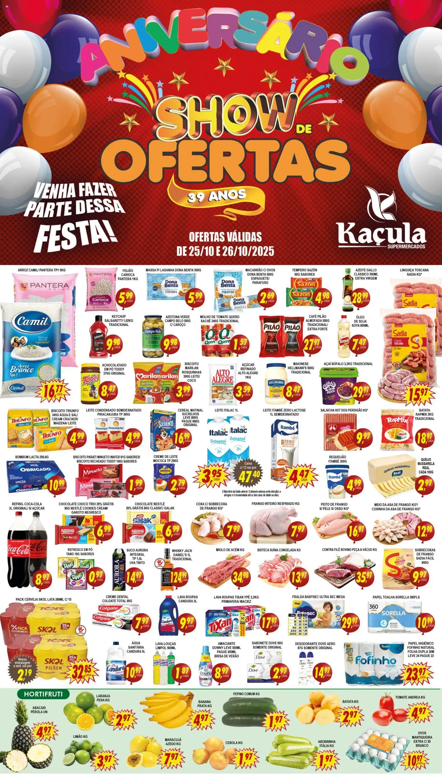 Kaçula Folheto - válido de 25.10.2025 | Página: 1 | Produtos: Biscoito parati, Cerveja, Arroz, Soja