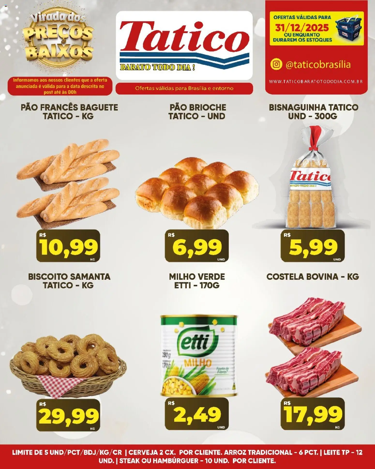 Tatico Folheto - válido de 31.12.2025 | Página: 10 | Produtos: Cerveja, Arroz, Hambúrguer, Pão francês