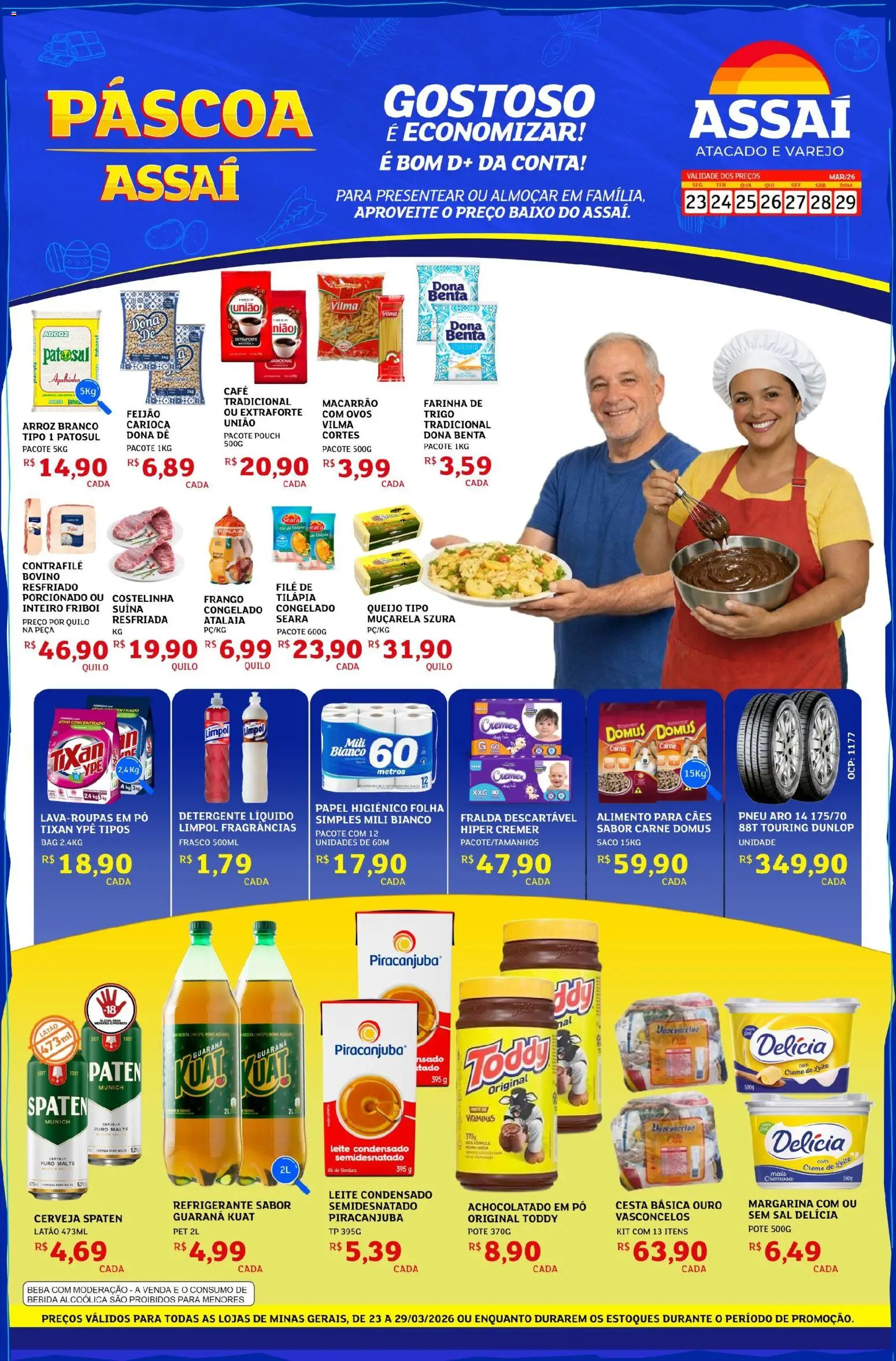 Assaí Atacadista Folheto - válido de 23.03.2026 | Página: 1 | Produtos: Baixo, Bebida, Sal, Papel higiênico