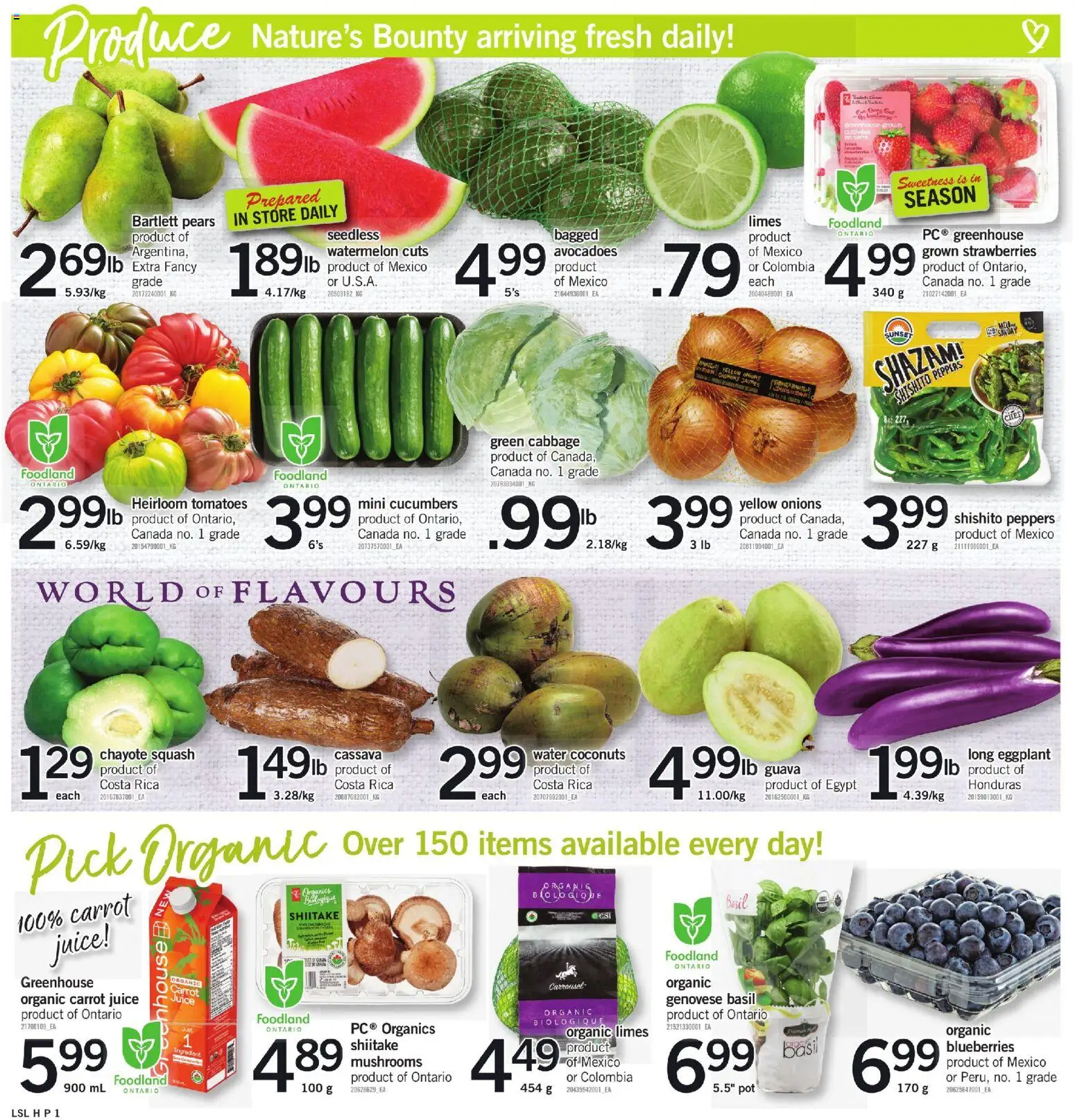 Loblaws flyer valid from 16.04.2026 | Page: 2 | Products: Strawberries, Cucumbers, Juice, Tomatoes