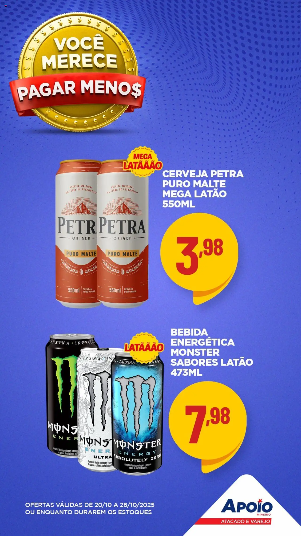 Apoio Mineiro Folheto - válido de 20.10.2025 | Página: 8 | Produtos: Cerveja, Base, Bebida, Monster