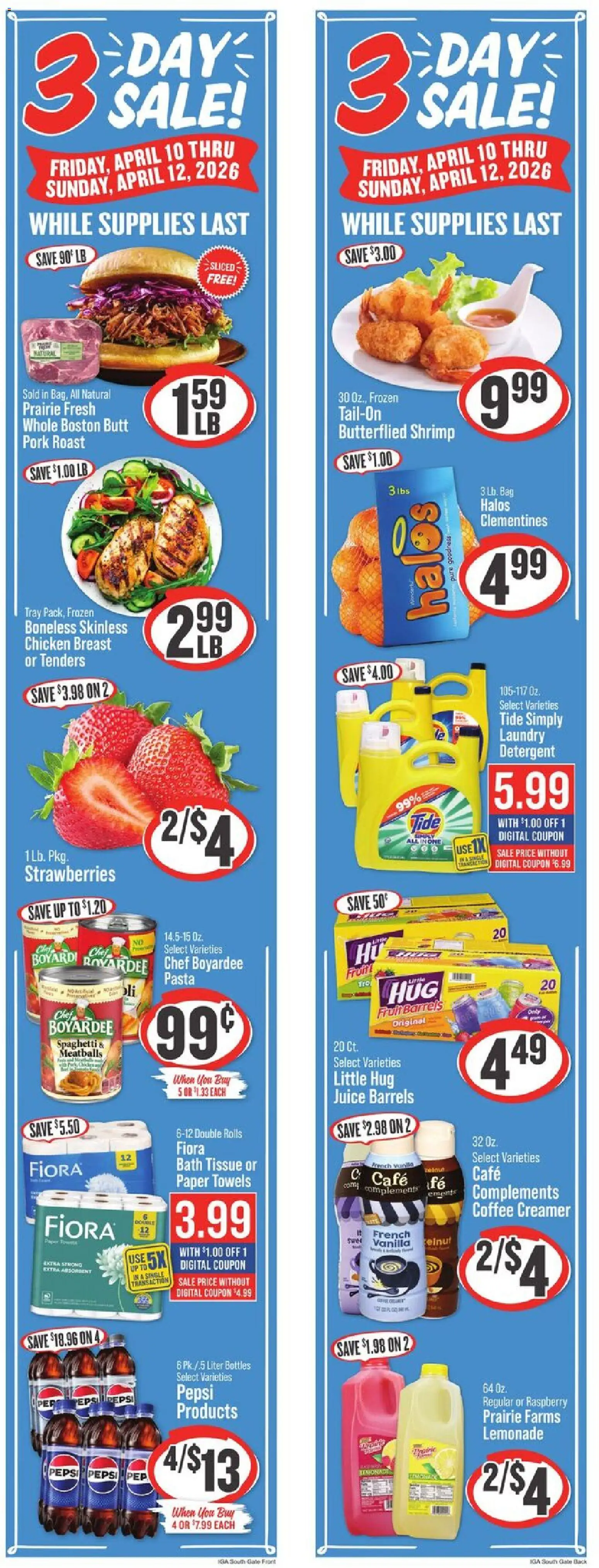 IGA Weekly Ad - valid from 08.04.2026 | Page: 2 | Products: Bath, Coffee, Pork, Pasta