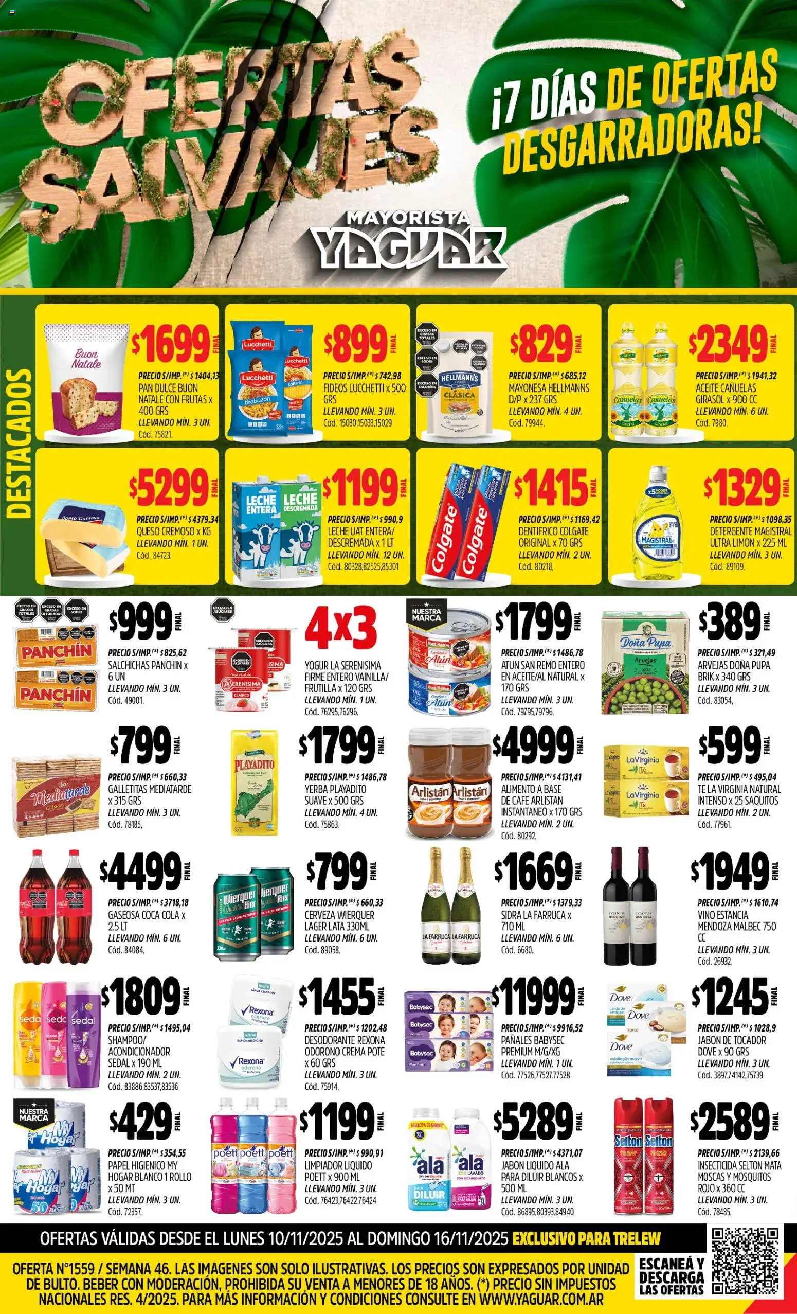 Yaguar - Trelew │ válido desde el 10.11.2025 | Página: 1 | Productos: Papel higiénico, Insecticida, Jabón líquido, Jabón