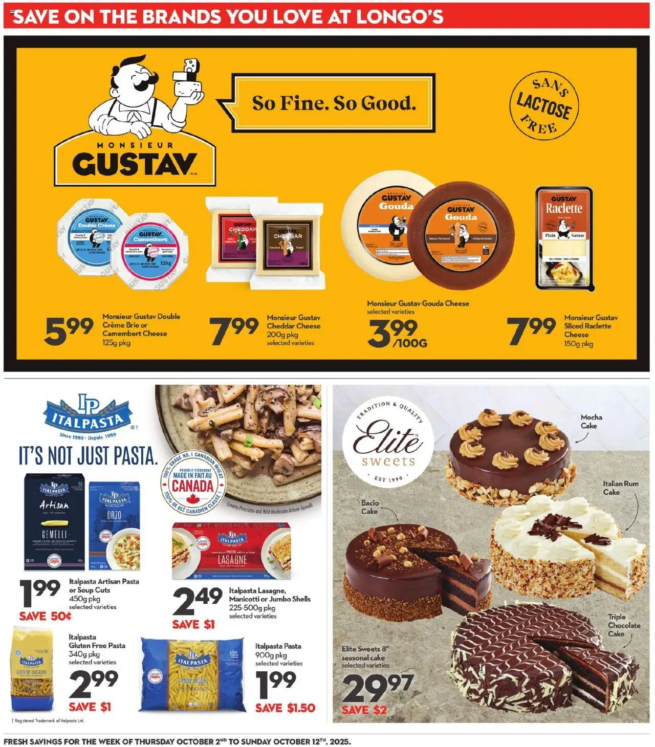 Longo's flyer valid from 02.10.2025 | Page: 20 | Products: Pasta, Cheese, Chocolate
